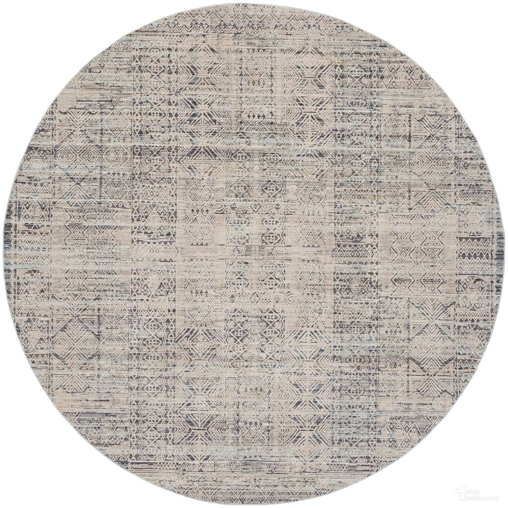 The appearance of Nyle 7'10" x 7'10" Round Indoor Rug In Ivory Blue designed by Nourison in the rustic / southwestern interior design. This ivory blue piece of furniture  was selected by 1StopBedrooms from Nyle Collection to add a touch of cosiness and style into your home. Sku: 99446105776. Material: Polyester.