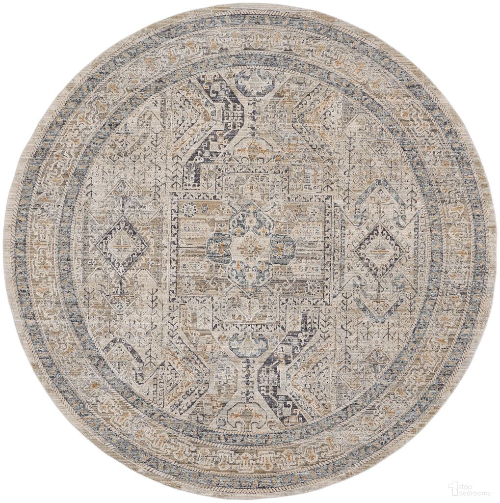 The appearance of Nyle 7'10" x 7'10" Round Indoor Rug In Ivory Grey Blue designed by Nourison in the rustic / southwestern interior design. This ivory and grey and blue piece of furniture was selected by 1StopBedrooms from Nyle Collection to add a touch of cosiness and style into your home. Sku: 99446103697. Material: Polyester.