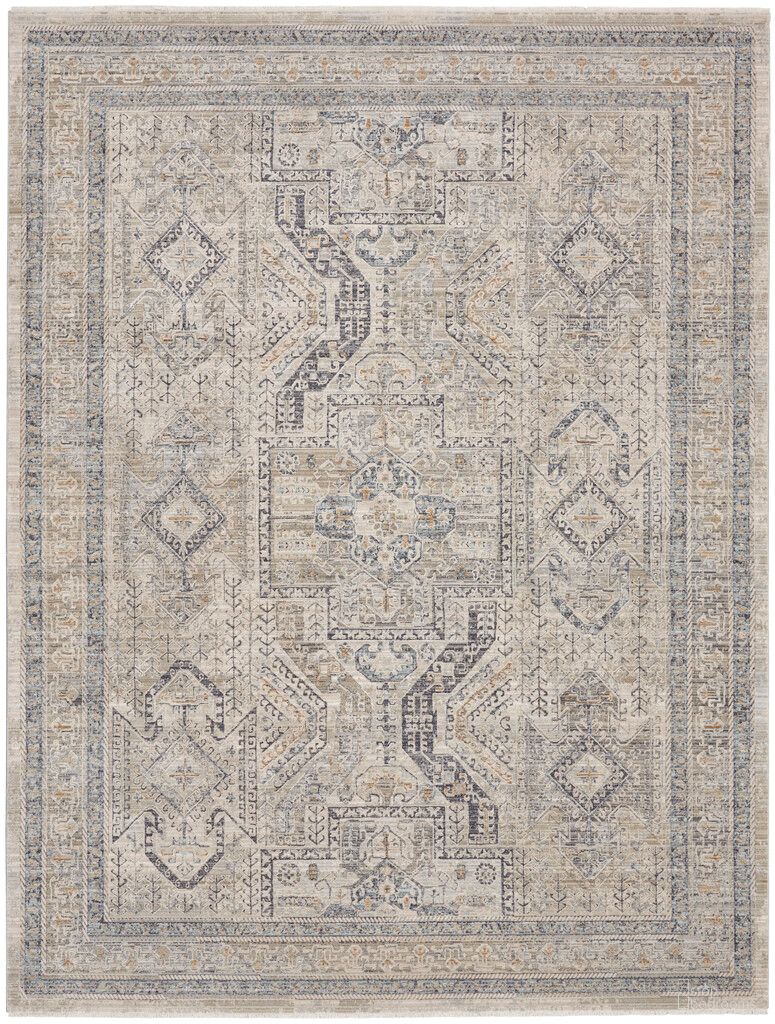The appearance of Nyle 9'10" x 13'6" Indoor Rug In Ivory Grey Blue designed by Nourison in the rustic / southwestern interior design. This ivory and grey and blue piece of furniture  was selected by 1StopBedrooms from Nyle Collection to add a touch of cosiness and style into your home. Sku: 99446103765. Material: Polyester.