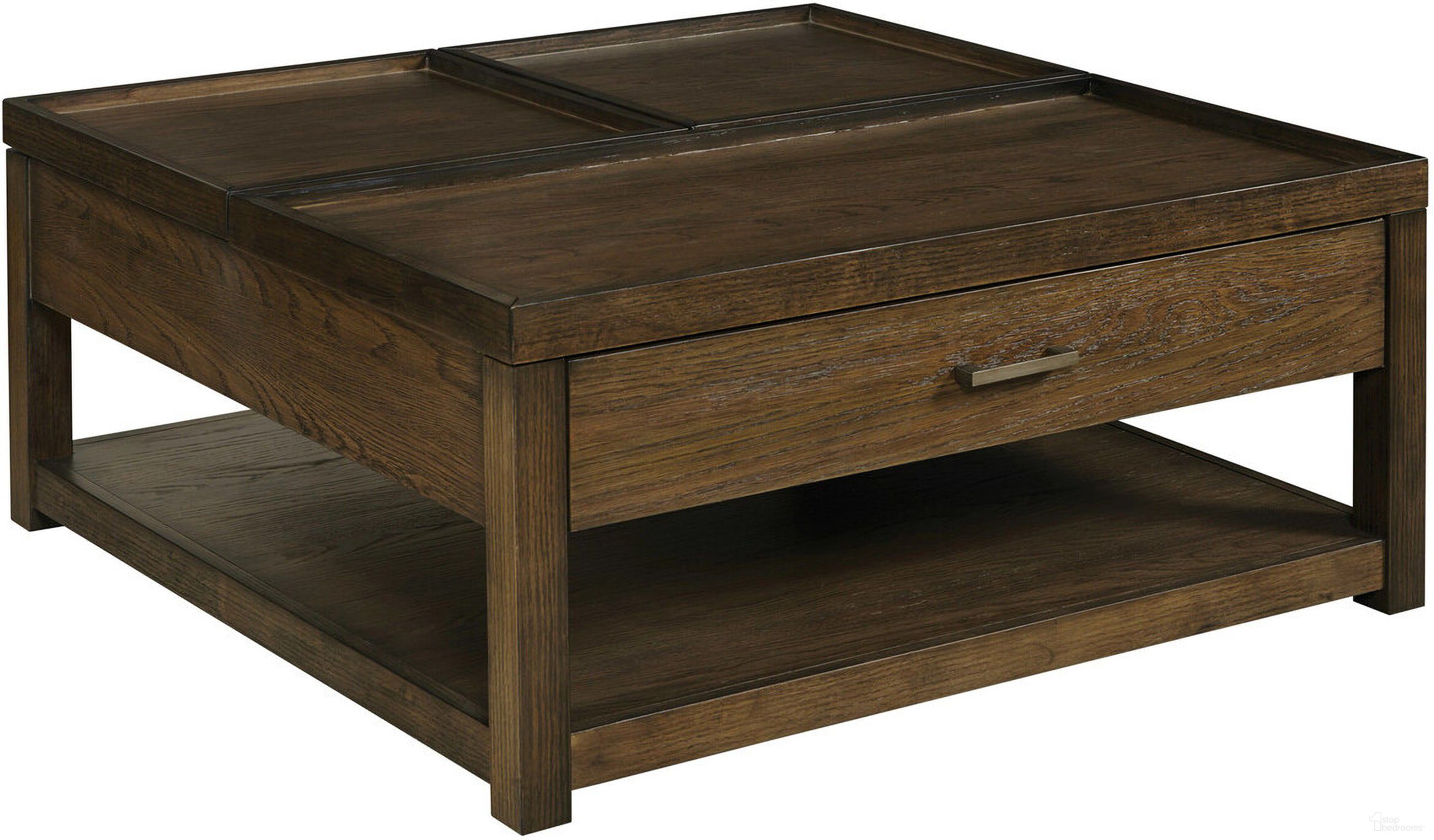 The appearance of Nyles Square Lift Top Coffee Table In Cocoa designed by Hammary in the modern / contemporary interior design. This cocoa piece of furniture  was selected by 1StopBedrooms from Nyles Collection to add a touch of cosiness and style into your home. Sku: 209-911. Material: Wood.
