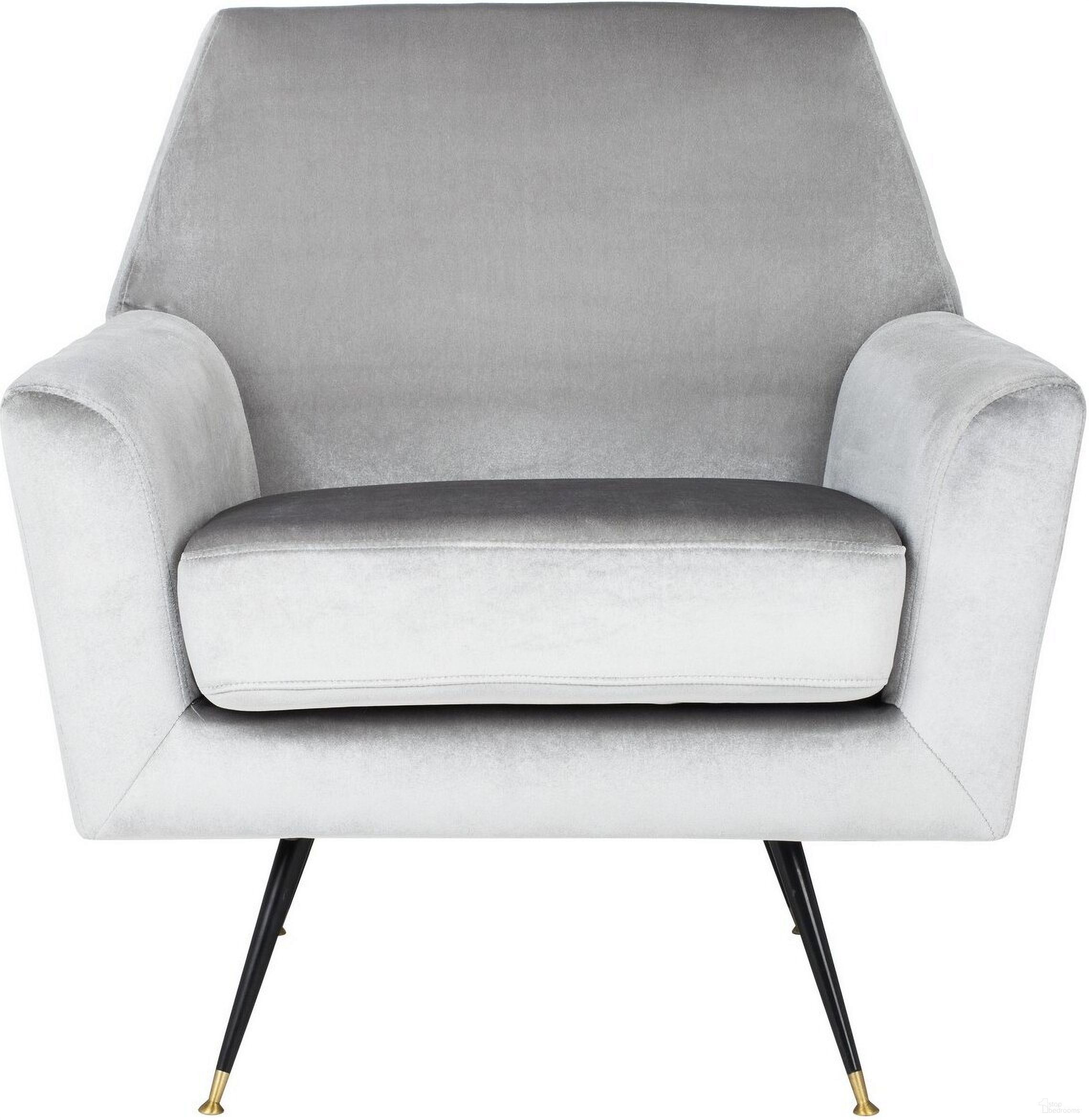 Nynette Light Grey Velvet Retro Mid Century Accent Chair