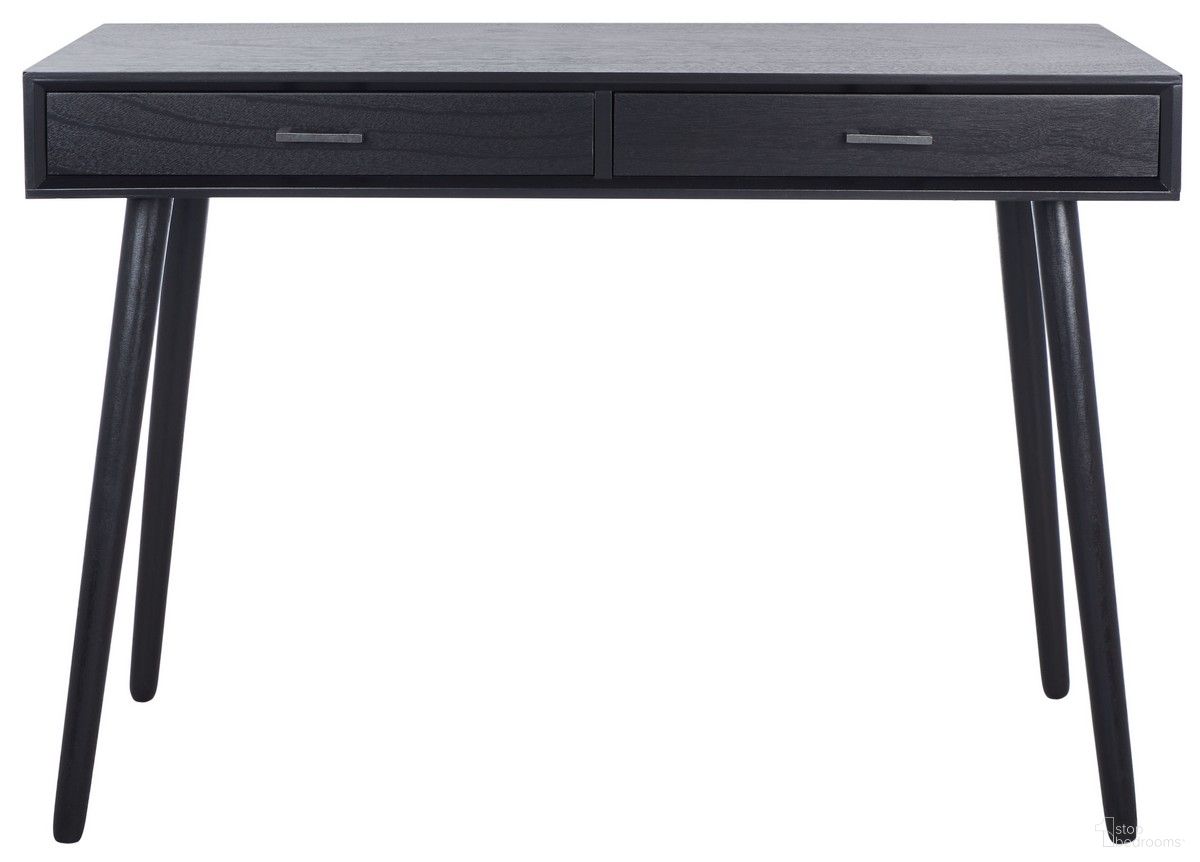 The appearance of O'Dwyer 2 Drawer Desk in Black designed by Safavieh in the modern / contemporary interior design. This black piece of furniture  was selected by 1StopBedrooms from O'Dwyer Collection to add a touch of cosiness and style into your home. Sku: DSK5708D. Material: Wood.