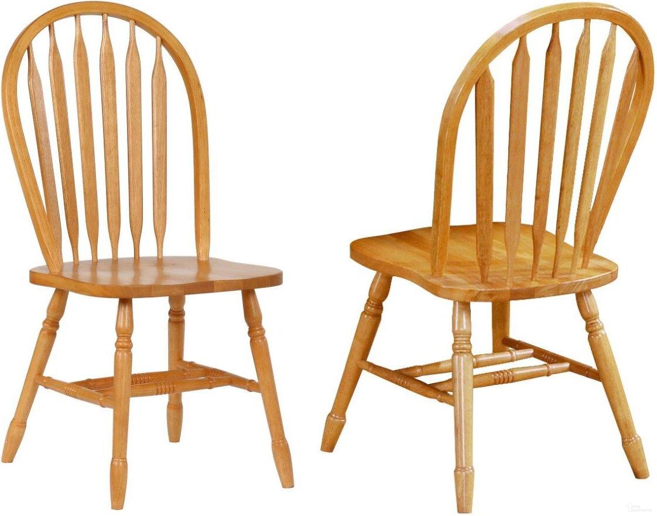 The appearance of Oak Selections Arrowback Dining Chair Set of 2 designed by Sunset Trading in the modern / contemporary interior design. This light oak piece of furniture was selected by 1StopBedrooms from Oak Selections Collection to add a touch of cosiness and style into your home. Sku: DLU-820-LO-2. Material: Wood. Chair Type: Side Chair.