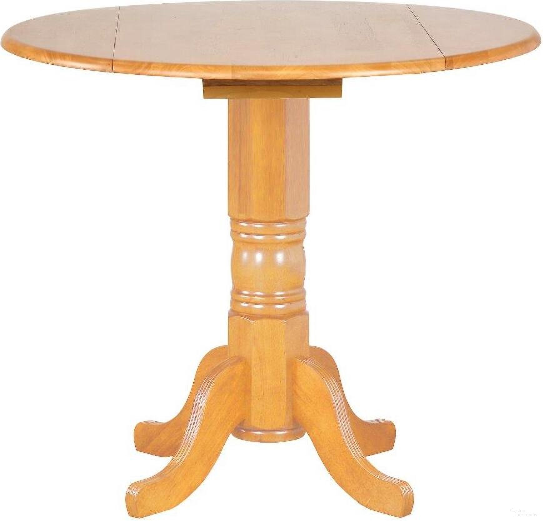 The appearance of Oak Selections Four Size Round Drop Leaf Pub Table In Light Oak designed by Sunset Trading in the modern / contemporary interior design. This light oak piece of furniture was selected by 1StopBedrooms from Oak Selections Collection to add a touch of cosiness and style into your home. Sku: DLU-TPD-4242-LO-T;DLU-TPD-4242-LO-CB. Table Top Shape: Round. Material: Wood.