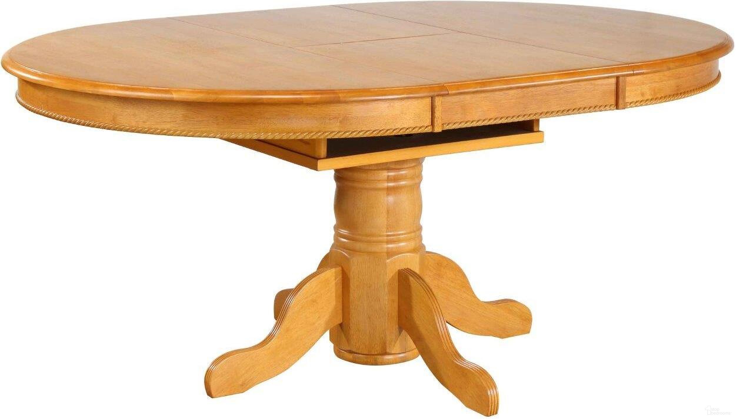 The appearance of Oak Selections Light Oak Butterfly Top Pedestal Dining Table designed by Sunset Trading in the modern / contemporary interior design. This light oak piece of furniture was selected by 1StopBedrooms from Oak Selections Collection to add a touch of cosiness and style into your home. Sku: DLU-TBX-4866-LO-T;DLU-TBX-4866-LO-B. Table Base Style: Pedestal. Table Top Shape: Oval. Material: Wood. Size: 48" x 66".