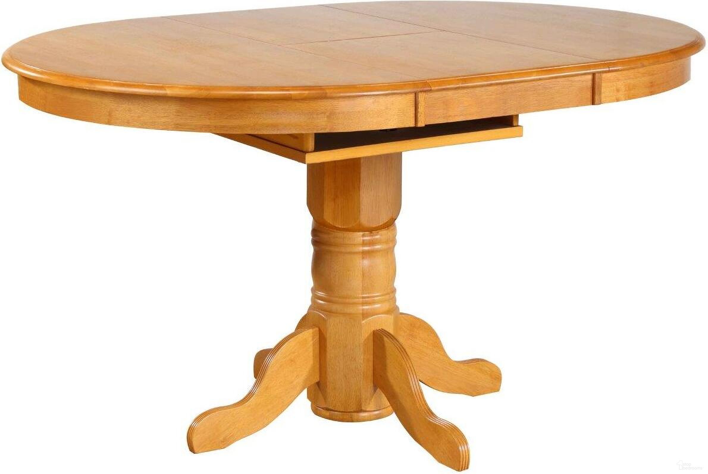 The appearance of Oak Selections Light Oak Pedestal Butterfly Leaf Pub Table designed by Sunset Trading in the modern / contemporary interior design. This light oak piece of furniture was selected by 1StopBedrooms from Oak Selections Collection to add a touch of cosiness and style into your home. Sku: DLU-TBX-4266-LO-T;DLU-TBX-4266-LO-CB. Table Top Shape: Oval. Material: Wood.