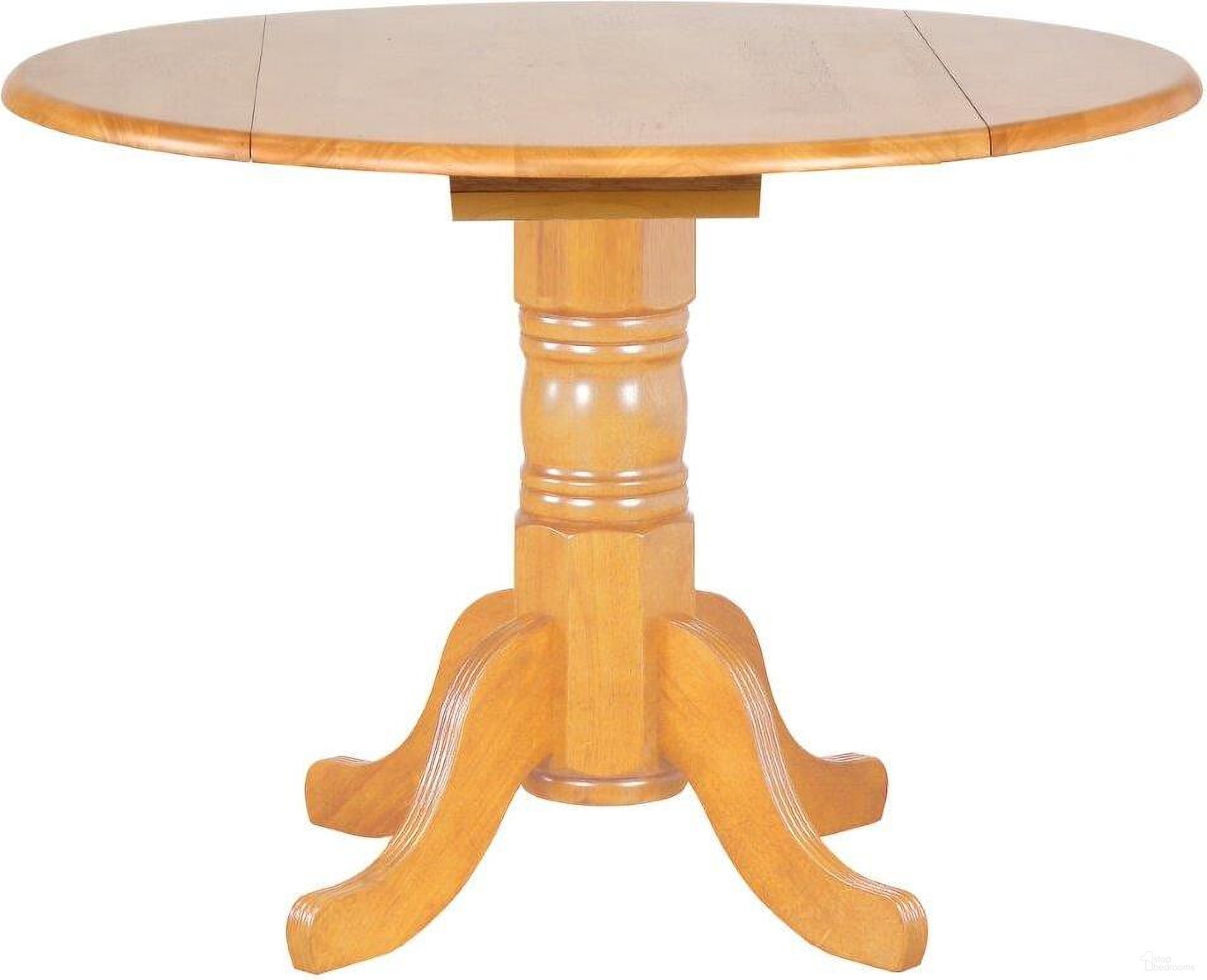 Oak Selections Light Oak Round Drop Leaf Dining Table