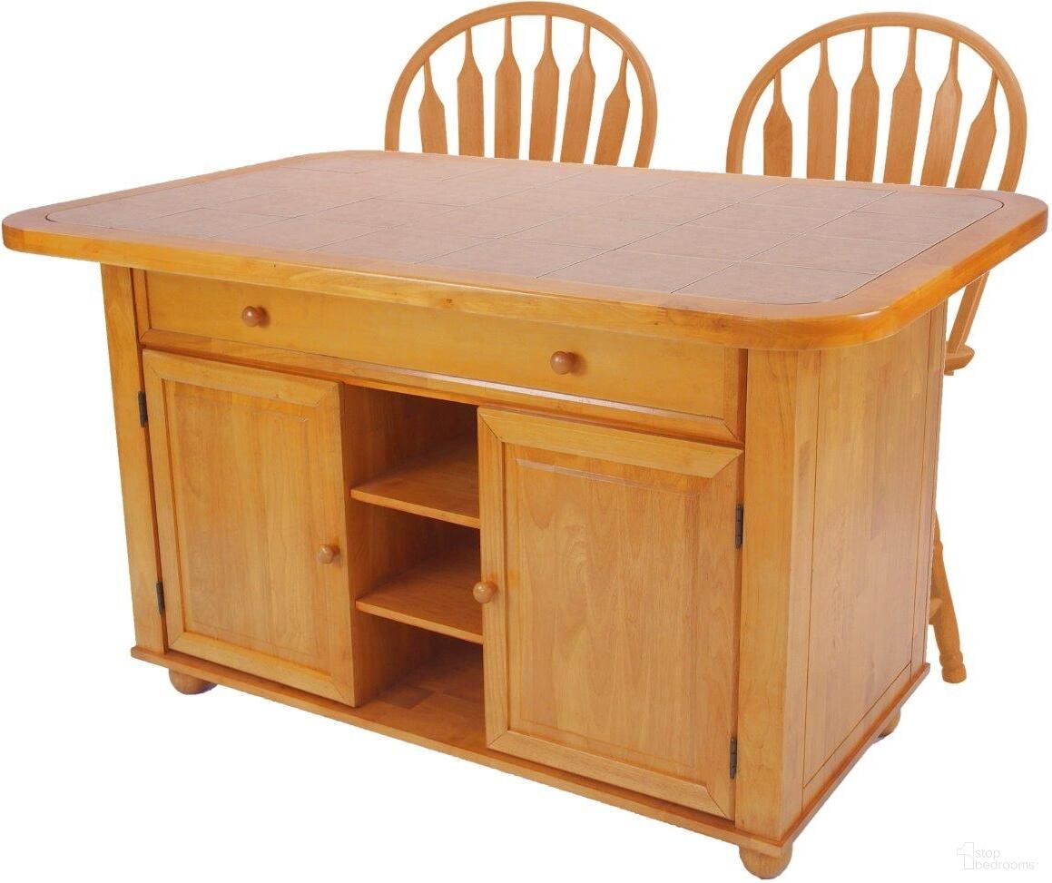 The appearance of Oak Selections Terracotta Rose Tile Top 3 Piece Light Oak Kitchen Island Set designed by Sunset Trading in the traditional interior design. This beige piece of furniture was selected by 1StopBedrooms from Oak Selections Collection to add a touch of cosiness and style into your home. Sku: CY-KI-TT-02-LO-B;CY-KI-TT-02-LO-T;DLU-B24-LO;DLU-B24-LO. Material: Wood.