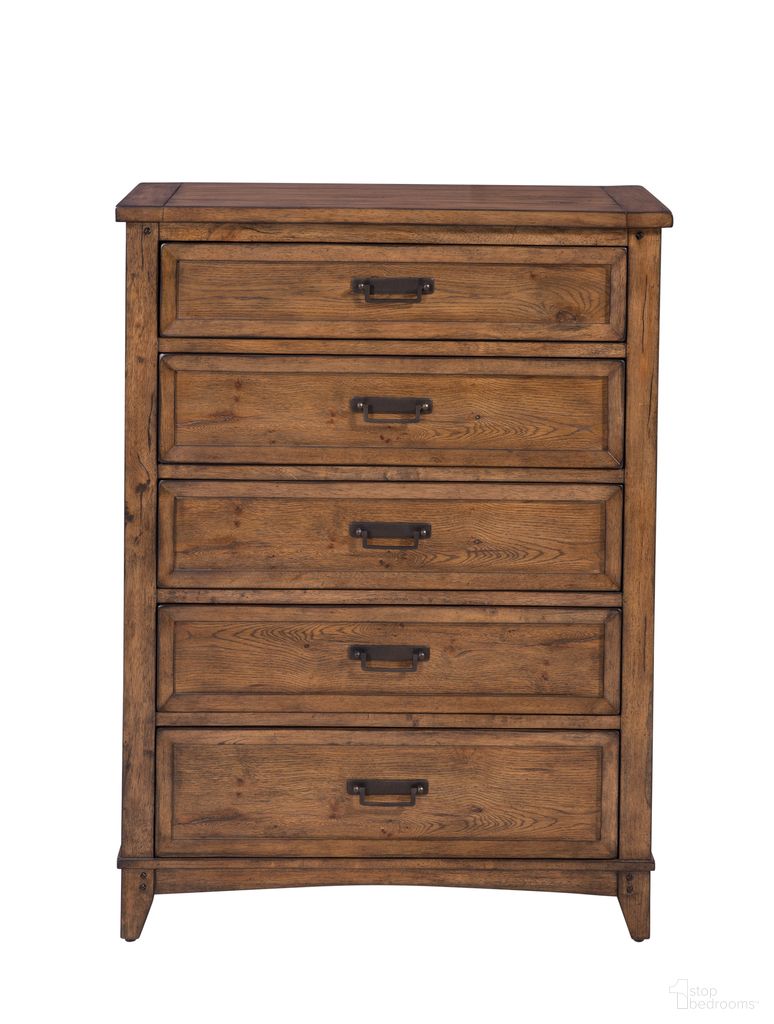 Oakdale 5-Drawer Chest In Honey Oak