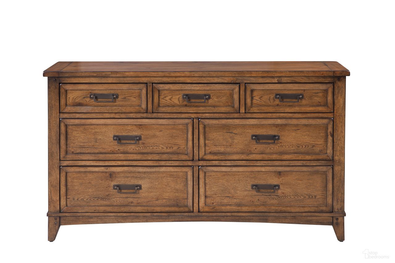 Oakdale 7-Drawer Dresser In Honey Oak