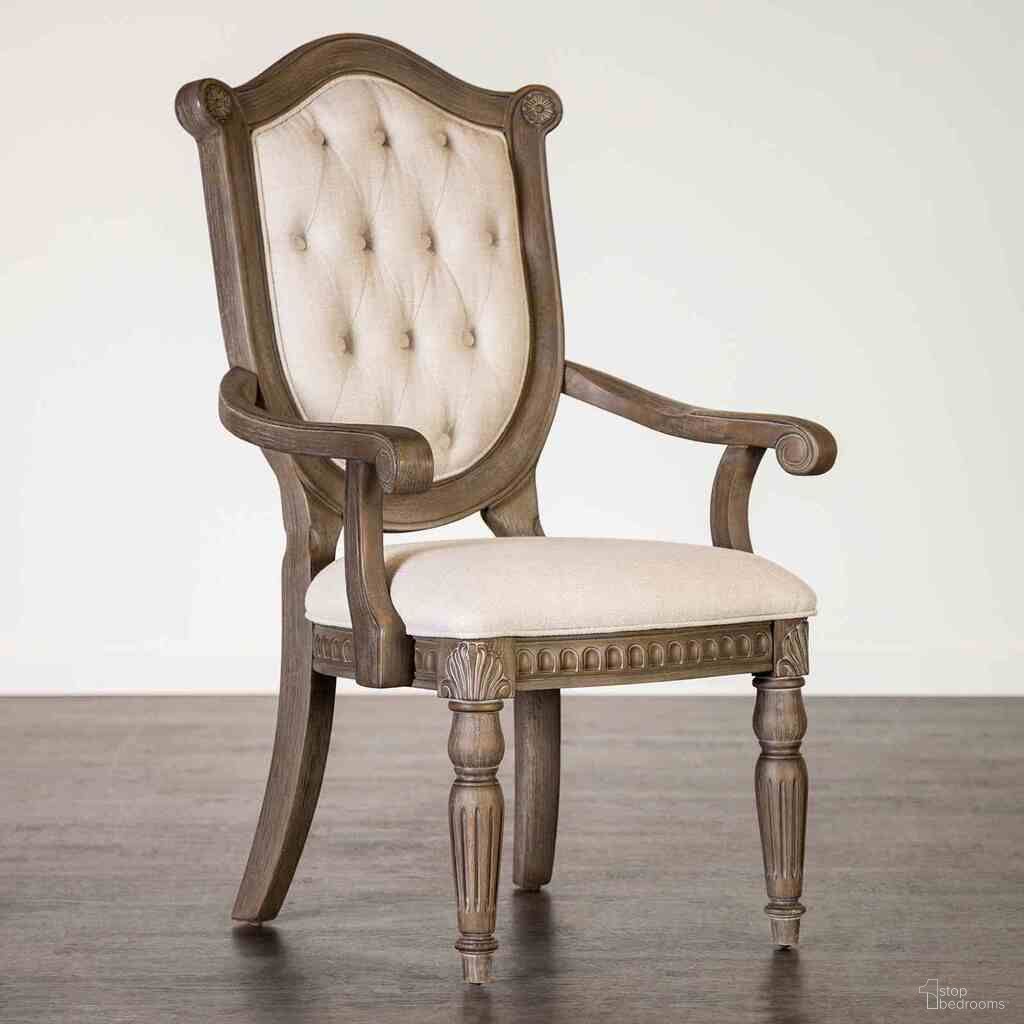 The appearance of Oakham Arm Chair Set of 2 In Weathered Oak In Beige designed by Furniture of America in the rustic / southwestern interior design. This weathered oak/beige piece of furniture was selected by 1StopBedrooms from Oakham Collection to add a touch of cosiness and style into your home. Sku: FM3418AK-AC-2PK. Material: Fabric. Chair Type: Arm Chair.