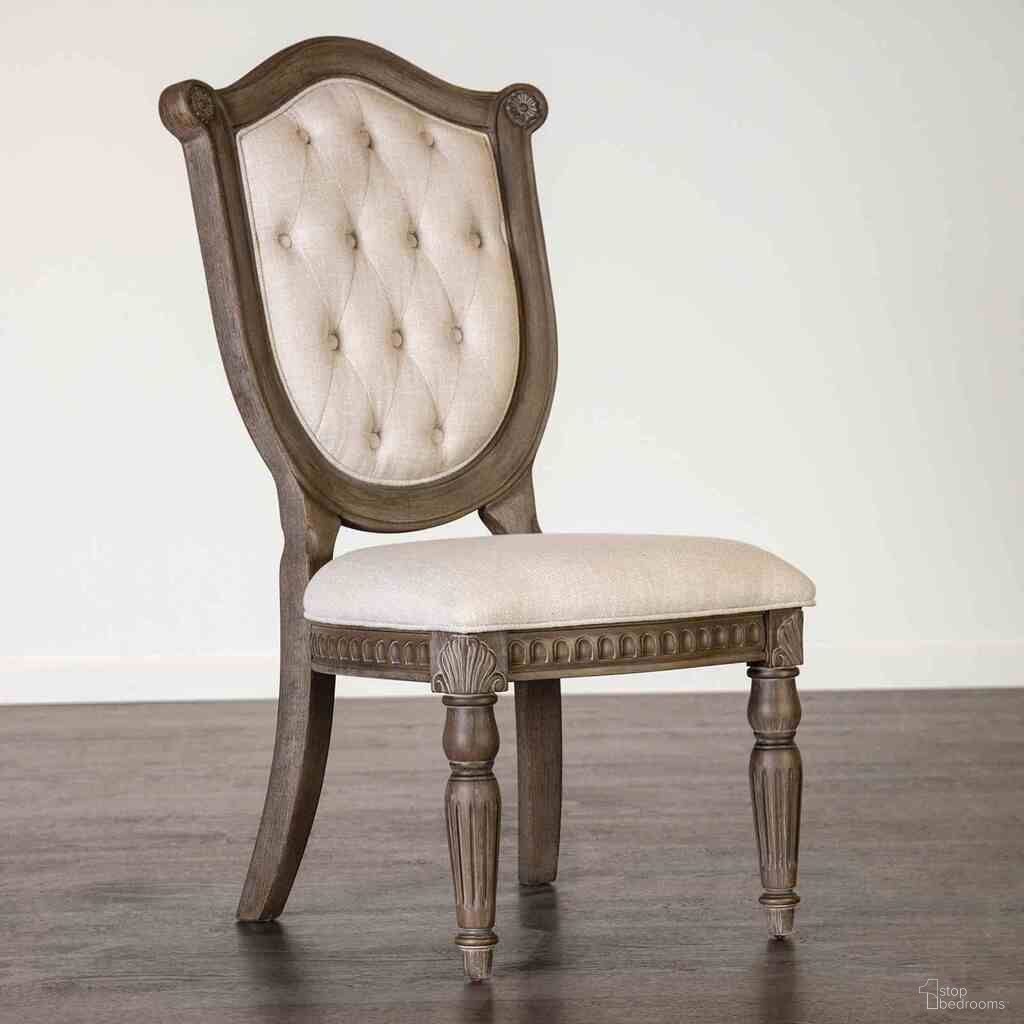 Oakham Side Chair Set of 2 In Weathered Oak In Beige