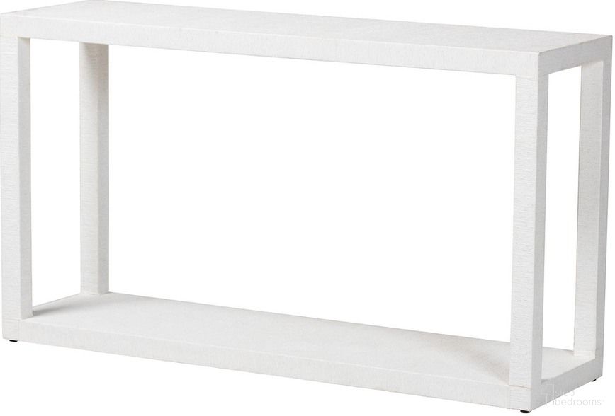 The appearance of Oaklynn Natural Grasscloth Console Table In White designed by Baxton Studio in the modern / contemporary interior design. This white piece of furniture was selected by 1StopBedrooms from Oaklynn Collection to add a touch of cosiness and style into your home. Sku: FBS201-S347 White-Console Table. Material: Raffia.