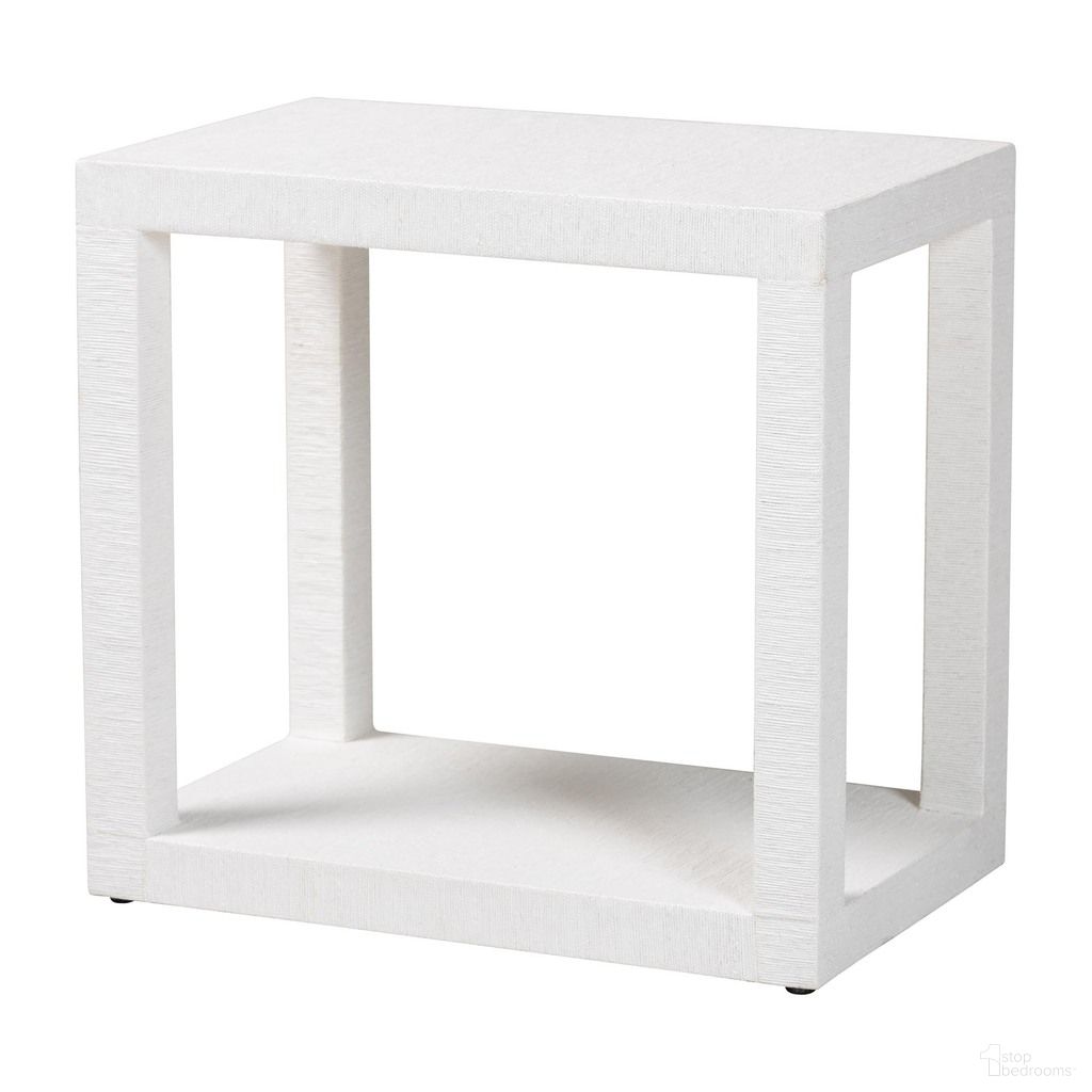 Oaklynn Natural Grasscloth End Table In White