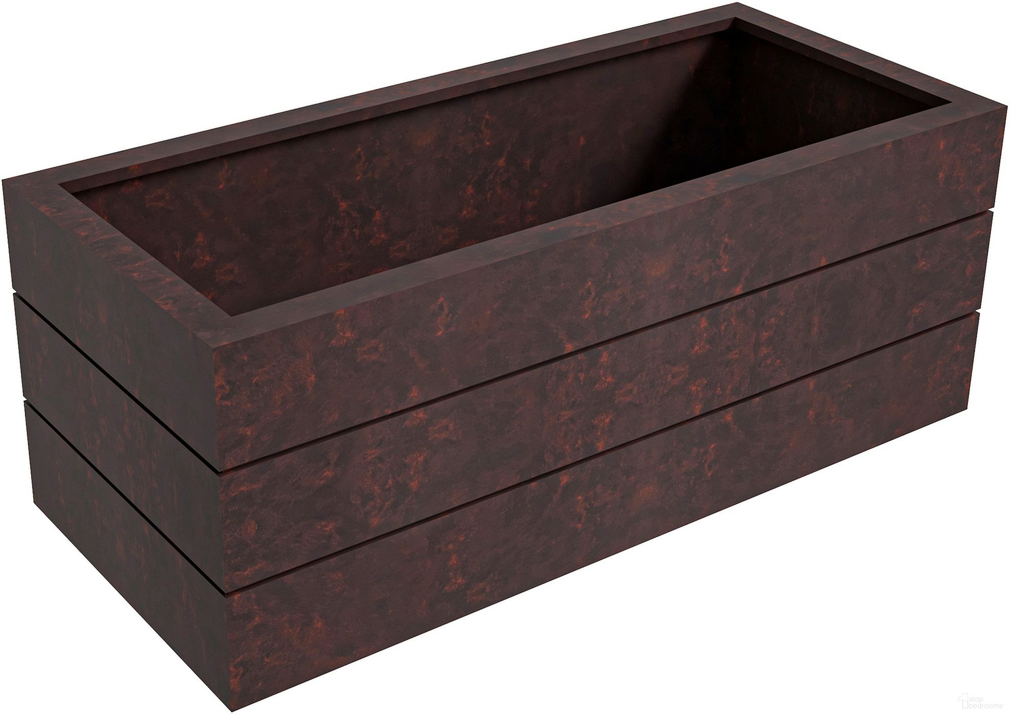 Oasis 35.8 Inch Long Poly Stone Rectangle Planter In Brown