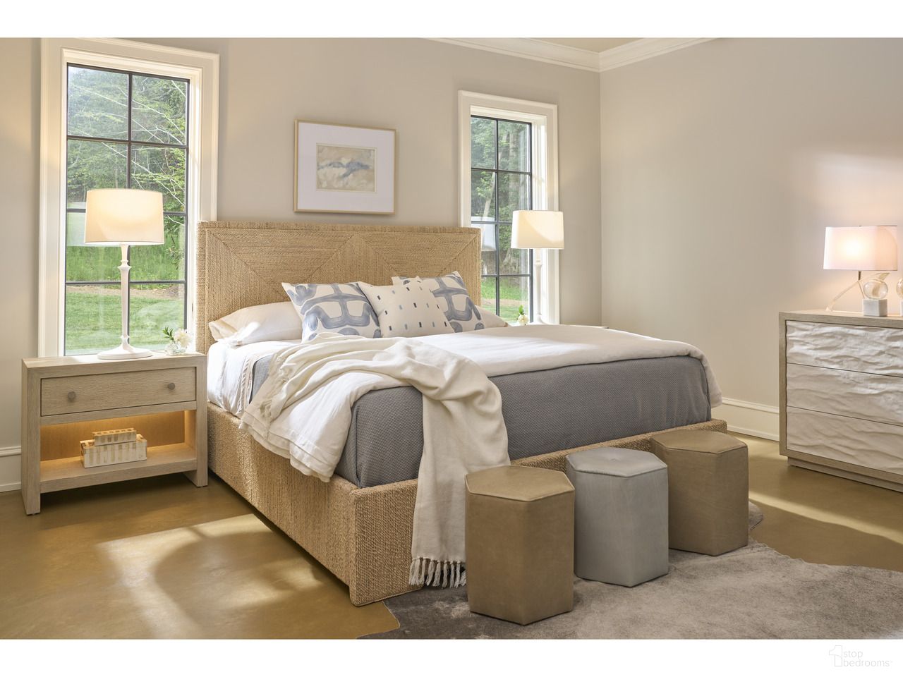 Oasis Abaca Woven Bedroom Set In Natural Oak