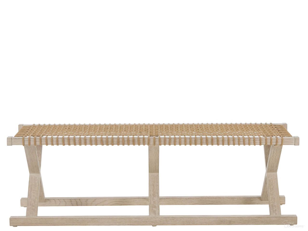 The appearance of Oasis Bench In Dockside Natural Tan Oak designed by Universal in the transitional interior design. This dockside natural tan oak piece of furniture was selected by 1StopBedrooms from Oasis Collection to add a touch of cosiness and style into your home. Sku: U533380. Material: Wood.