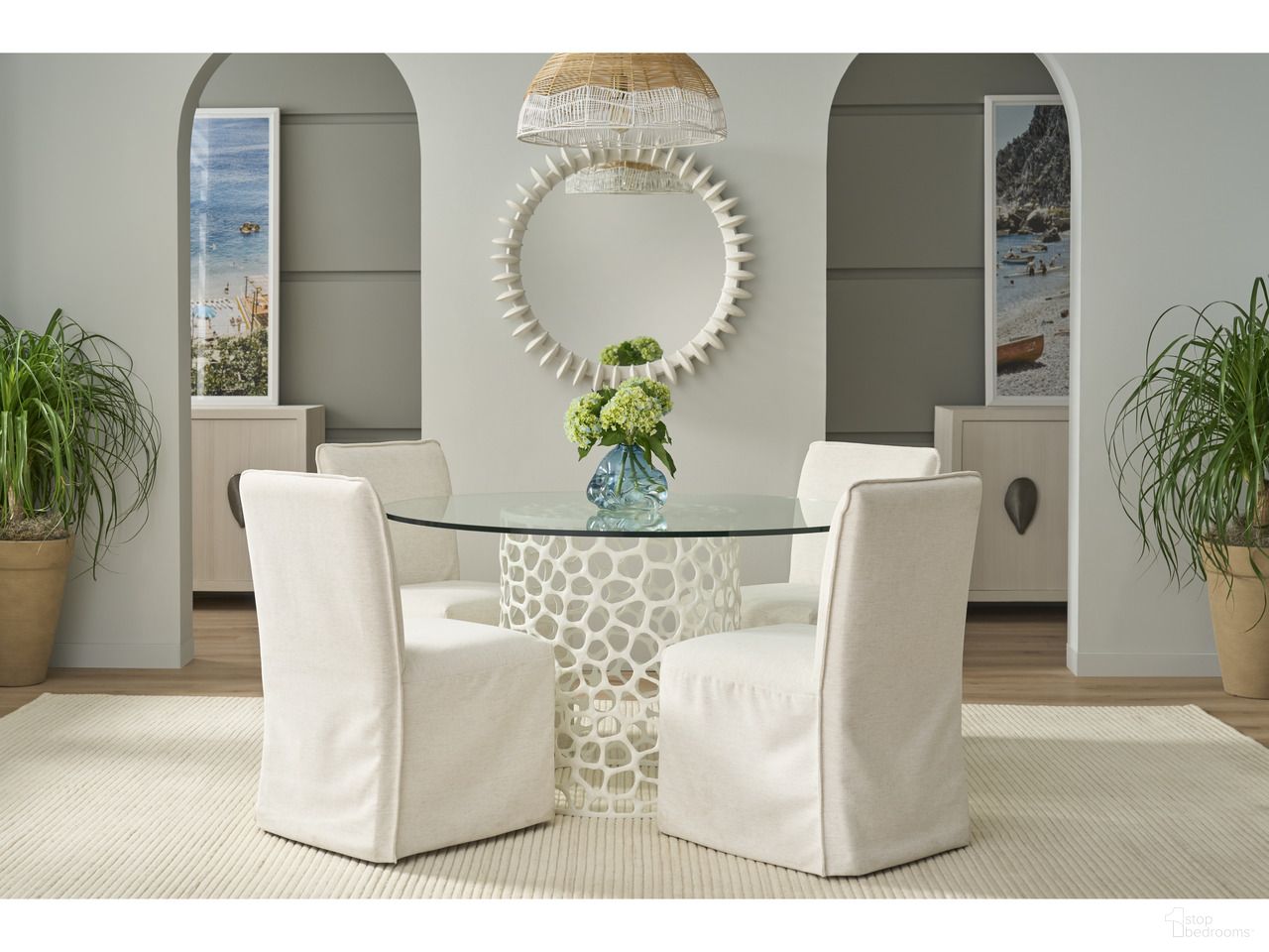 Oasis Coral 54 Inch Dining Room Set In White
