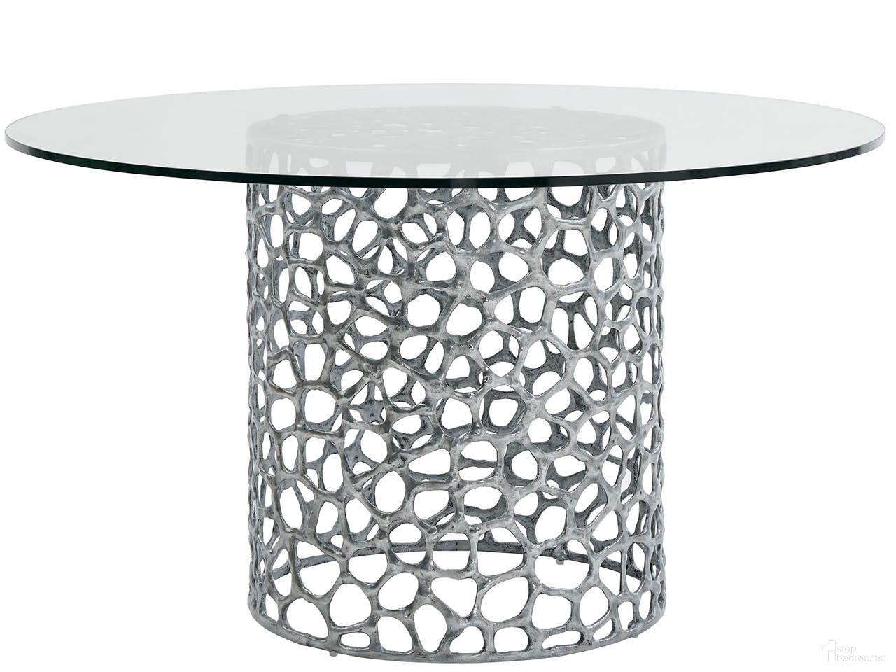 The appearance of Oasis Coral 54 Inch Dining Table In Antique Nickel designed by Universal in the modern / contemporary interior design. This antique nickel piece of furniture was selected by 1StopBedrooms from Oasis Collection to add a touch of cosiness and style into your home. Sku: U533656N-54. Table Base Style: Pedestal. Table Top Shape: Round. Material: Aluminum. Size: 54".