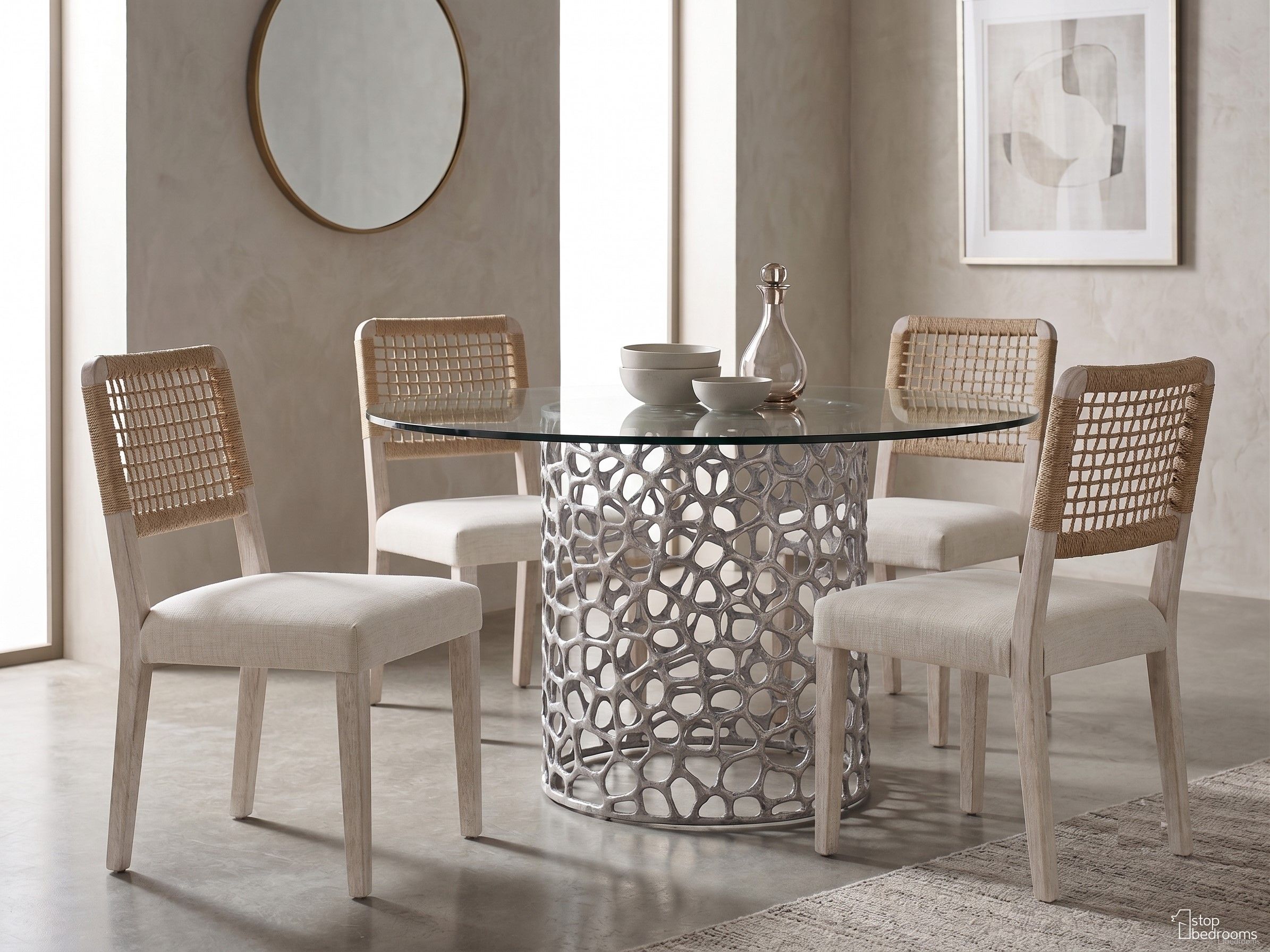 Oasis Coral 60 Inch Dining Room Set In Antique Nickel