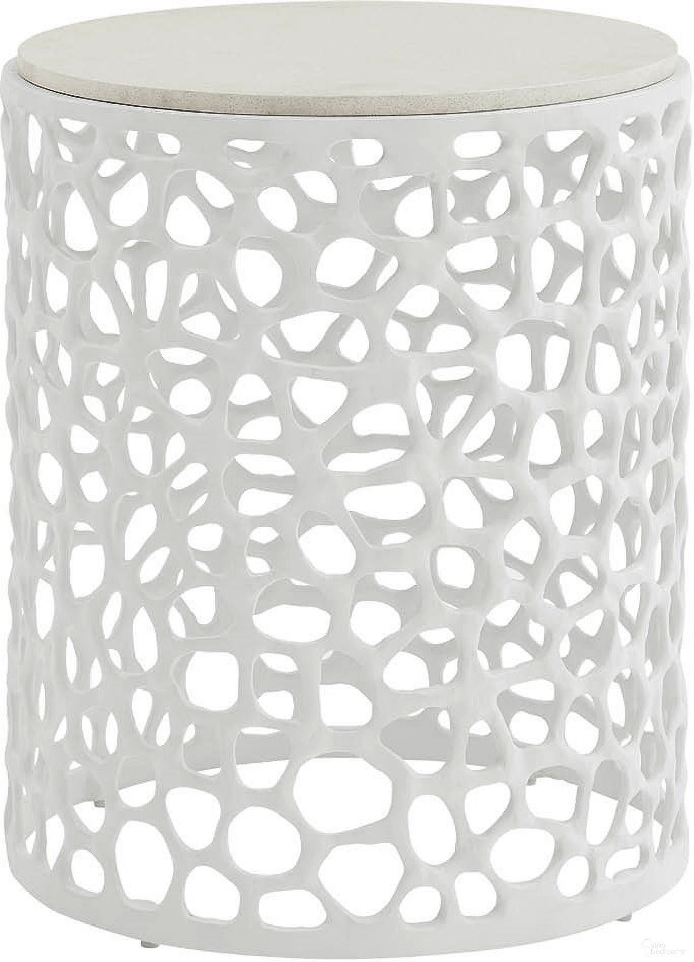 The appearance of Oasis Coral Side Table In White designed by Universal in the modern / contemporary interior design. This white piece of furniture was selected by 1StopBedrooms from Oasis Collection to add a touch of cosiness and style into your home. Sku: U533802. Material: Aluminum.