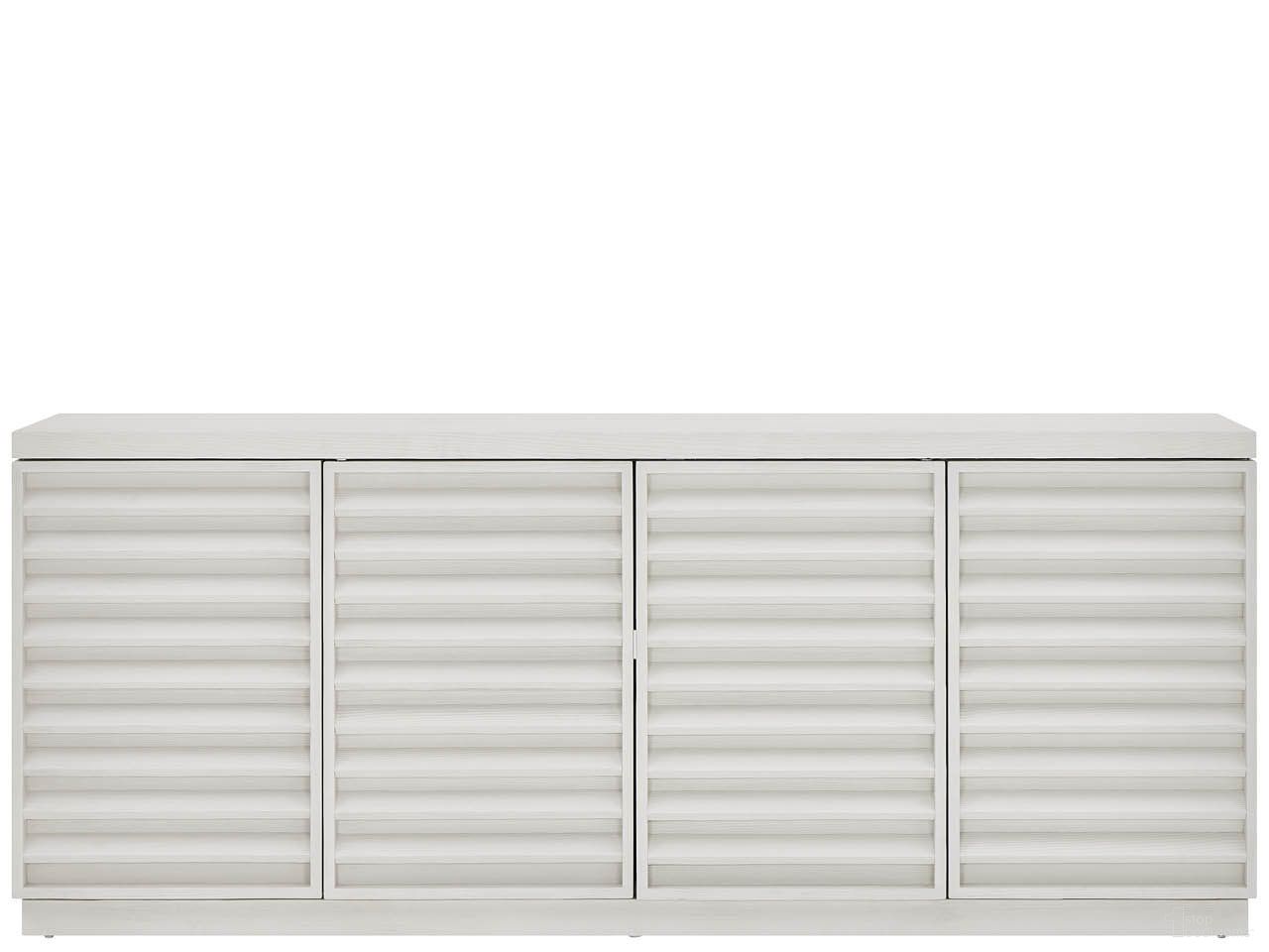 The appearance of Oasis Credenza In Shoreline White designed by Universal in the transitional interior design. This shoreline white piece of furniture was selected by 1StopBedrooms from Oasis Collection to add a touch of cosiness and style into your home. Sku: U533A677. Material: Wood.