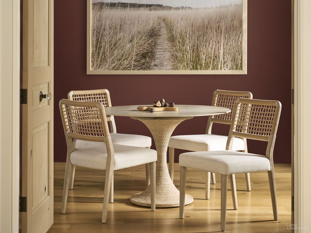 Oasis Dining Room Set In Natual and Travertine