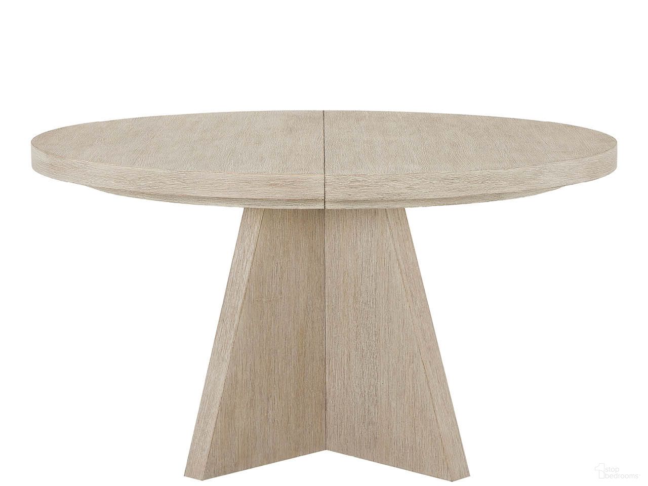 The appearance of Oasis Dining Table In Dockside Natural Tan Oak designed by Universal in the transitional interior design. This dockside natural tan oak piece of furniture was selected by 1StopBedrooms from Oasis Collection to add a touch of cosiness and style into your home. Sku: U533654. Table Base Style: Pedestal. Table Top Shape: Round. Material: Wood. Size: 54".