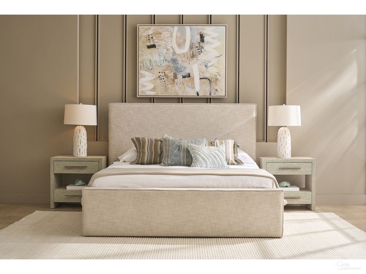 Oasis Drift Upholstered Bedroom Set In Natural Oak