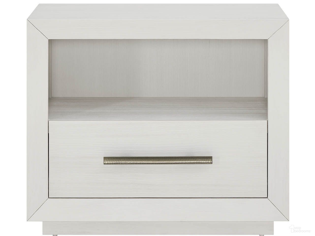 The appearance of Oasis Nightstand In Shoreline White designed by Universal in the transitional interior design. This shoreline white piece of furniture  was selected by 1StopBedrooms from Oasis Collection to add a touch of cosiness and style into your home. Sku: U533A356. Material: Wood.