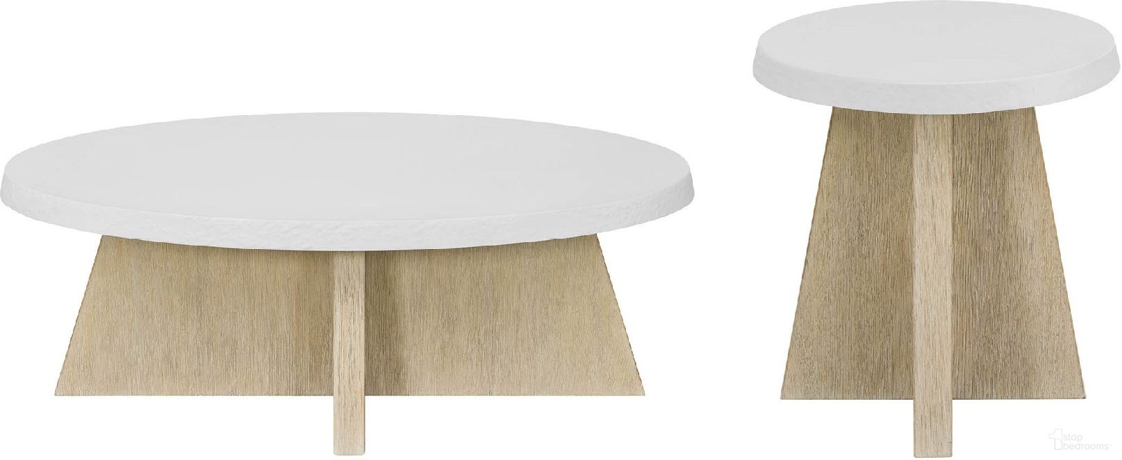 Oasis Occasional Table Set In Dockside Tan and Shoreline White