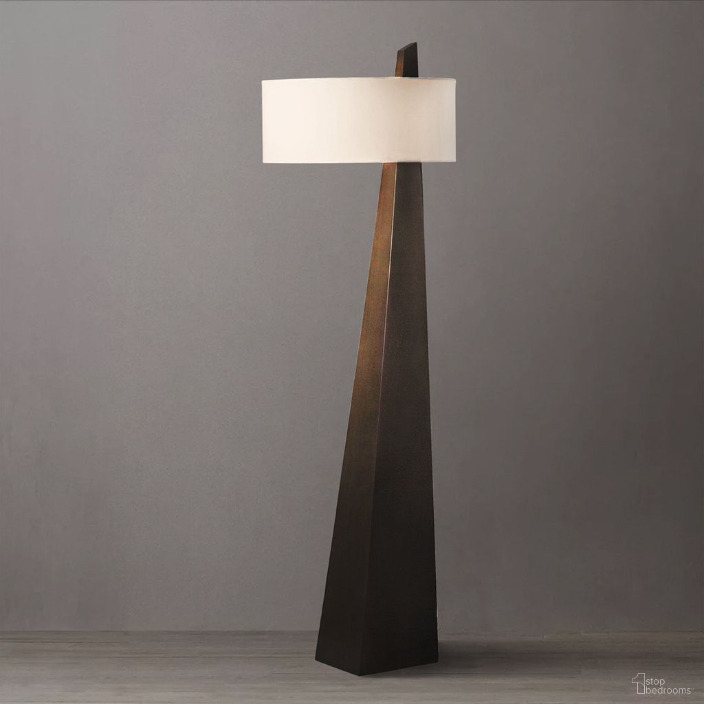 The appearance of Obelisk 63 Inch White Cotton-Linen Shade Floor Lamp In Chestnut designed by Nova Of California in the transitional interior design. This chestnut piece of furniture  was selected by 1StopBedrooms from Obelisk Collection to add a touch of cosiness and style into your home. Sku: 11891. Material: Wood.