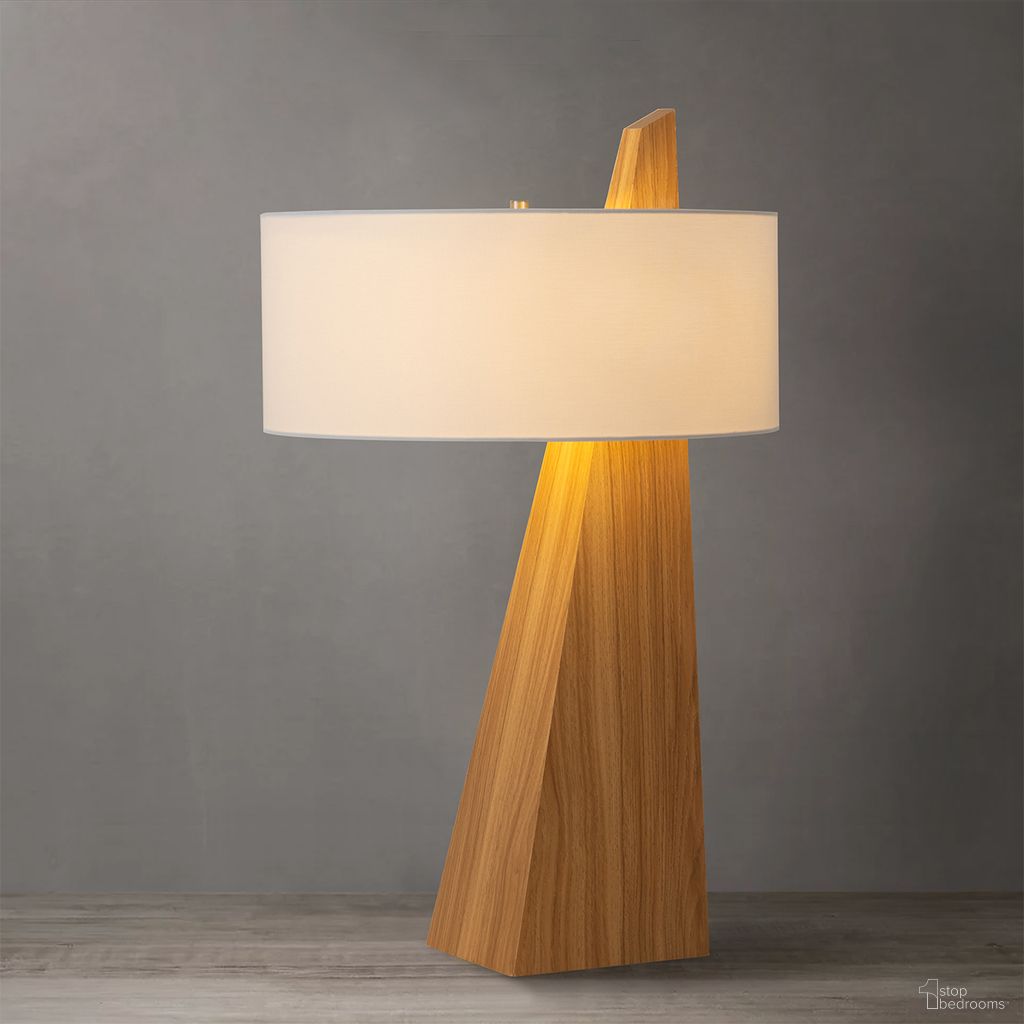 The appearance of Obelisk White Cotton-Linen Shade Table Lamp In Natural Ash and Brushed NIckel designed by Nova Of California in the transitional interior design. This natural ash/brushed nickel piece of furniture  was selected by 1StopBedrooms from Obelisk Collection to add a touch of cosiness and style into your home. Sku: 11889LW. Material: Wood.