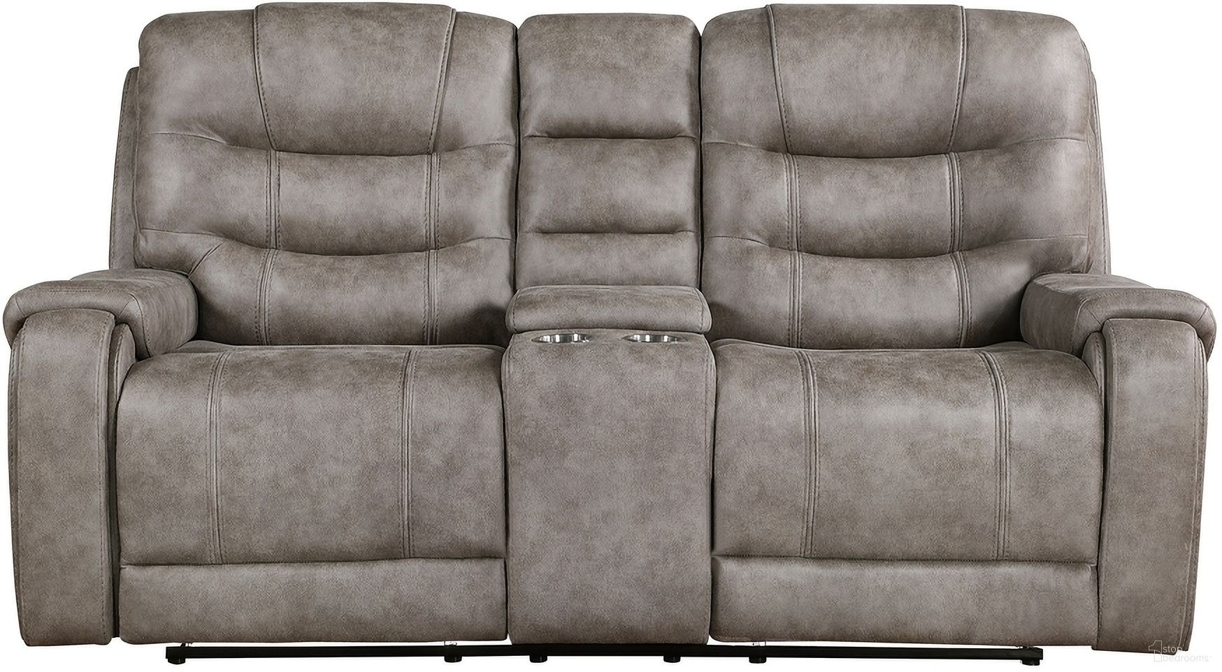 The appearance of Oberon Double Reclining Loveseat with Center Console In Brown and Gray designed by Homelegance in the modern / contemporary interior design. This brown and gray piece of furniture was selected by 1StopBedrooms from Oberon Collection to add a touch of cosiness and style into your home. Sku: 9634GBR-2. Material: Microfiber.