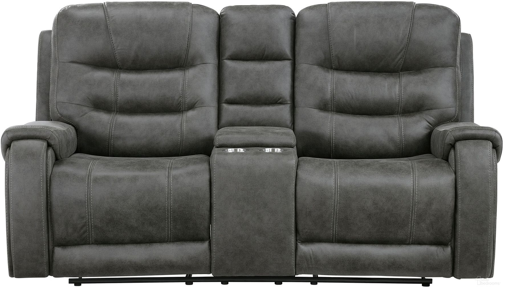 The appearance of Oberon Double Reclining Loveseat with Center Console In Gray designed by Homelegance in the modern / contemporary interior design. This gray piece of furniture  was selected by 1StopBedrooms from Oberon Collection to add a touch of cosiness and style into your home. Sku: 9634DGY-2. Material: Microfiber.