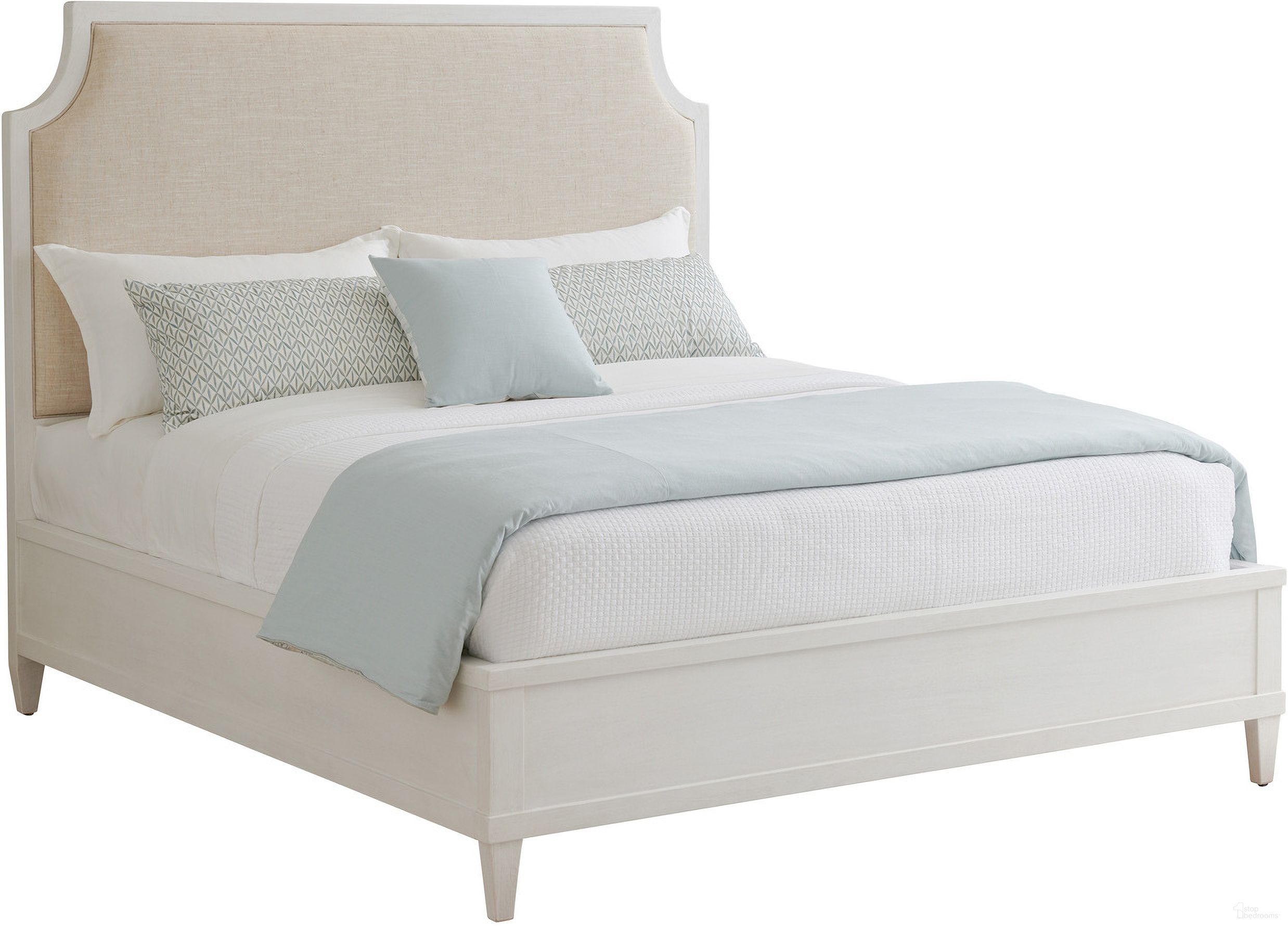 The appearance of Ocean Breeze Belle Isle Queen Upholstered Bed In Sand 01-0570-153C designed by Tommy Bahama in the transitional interior design. This sand piece of furniture  was selected by 1StopBedrooms from Ocean Breeze Collection to add a touch of cosiness and style into your home. Sku: 570-153C. Bed Type: Panel Bed. Material: Wood. Bed Size: Queen.