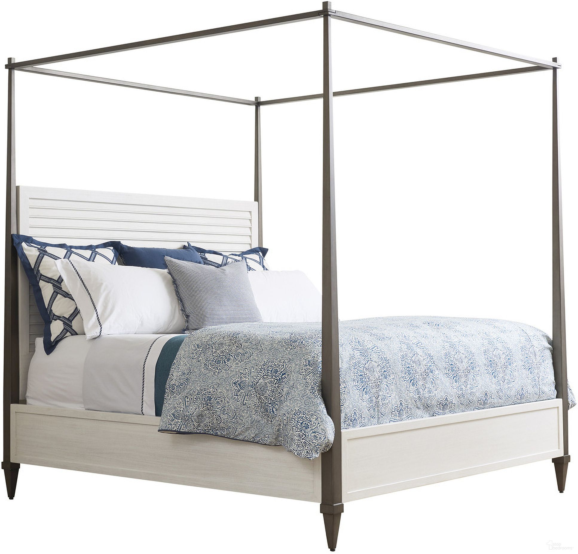 The appearance of Ocean Breeze Coral Gables Queen Poster Bed In Sand designed by Tommy Bahama in the transitional interior design. This sand piece of furniture was selected by 1StopBedrooms from Ocean Breeze Collection to add a touch of cosiness and style into your home. Sku: 570-173C. Bed Type: Canopy Bed. Material: Wood. Bed Size: Queen.