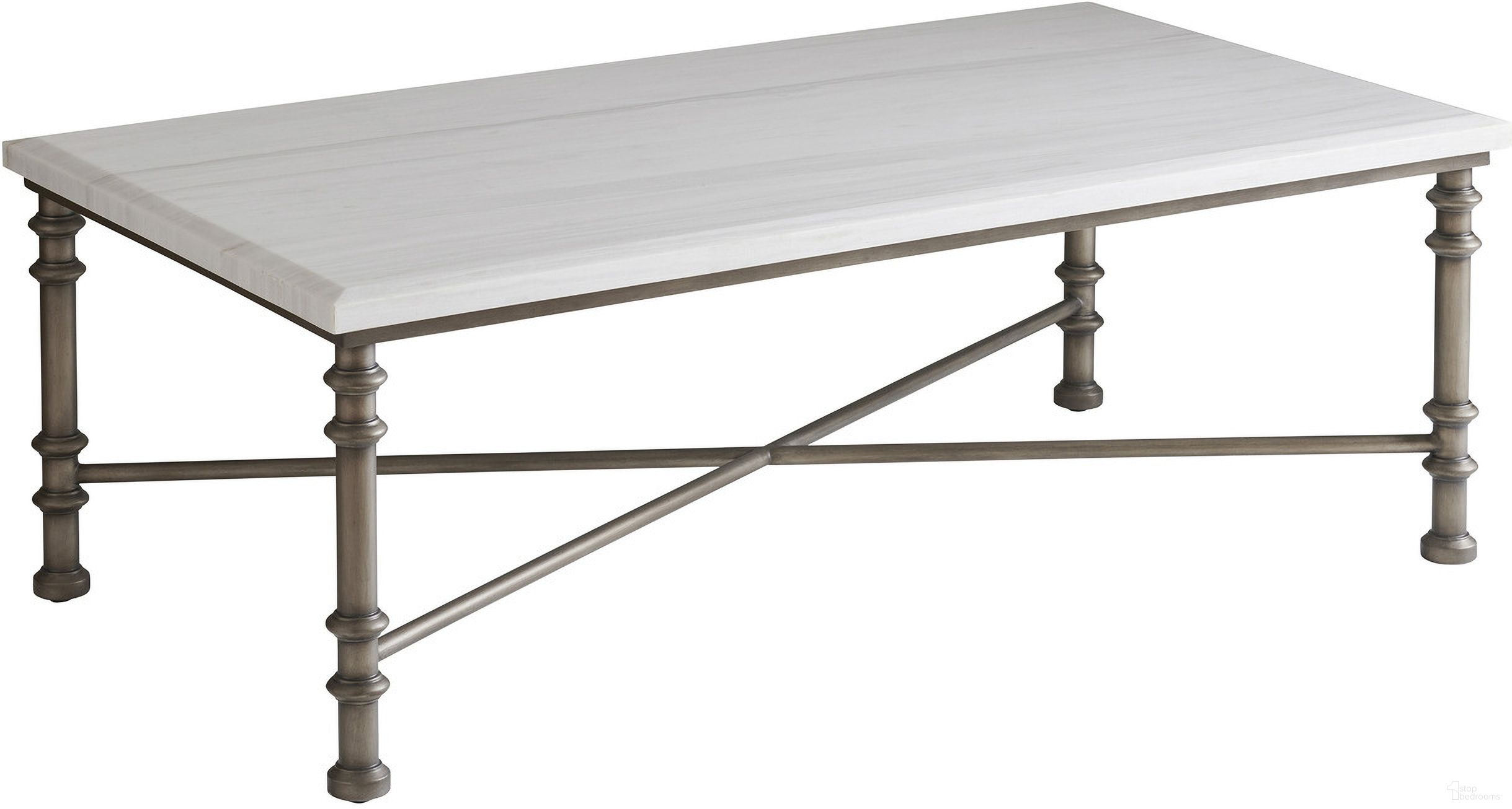 The appearance of Ocean Breeze Flagler Rectangular Marble Top Cocktail Table In Sand designed by Tommy Bahama in the transitional interior design. This sand piece of furniture  was selected by 1StopBedrooms from Ocean Breeze Collection to add a touch of cosiness and style into your home. Sku: 570-943. Material: Wood.