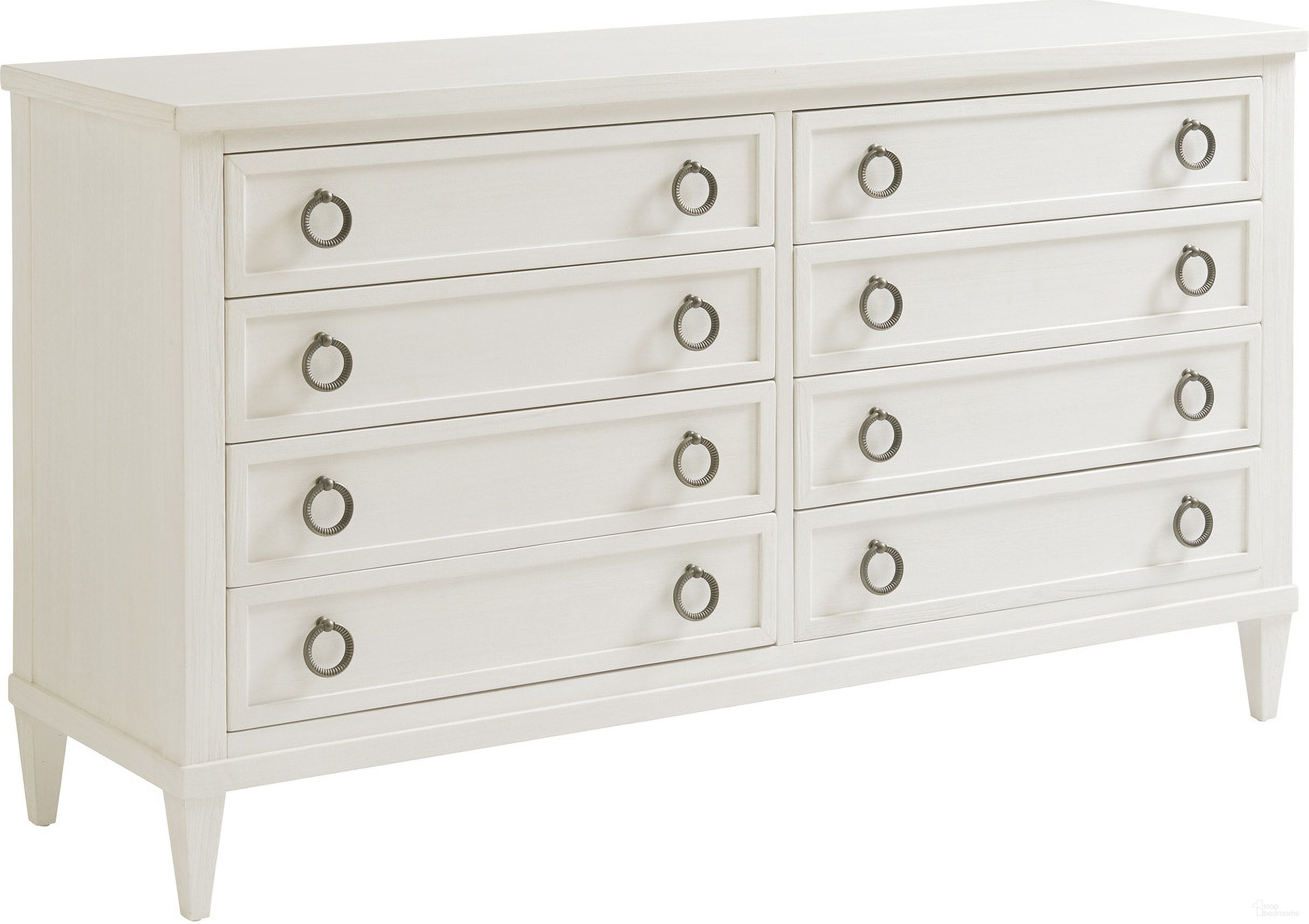 The appearance of Ocean Breeze Kings Bay Double Dresser In Sand designed by Tommy Bahama in the transitional interior design. This sand piece of furniture was selected by 1StopBedrooms from Ocean Breeze Collection to add a touch of cosiness and style into your home. Sku: 570-222. Material: Wood.