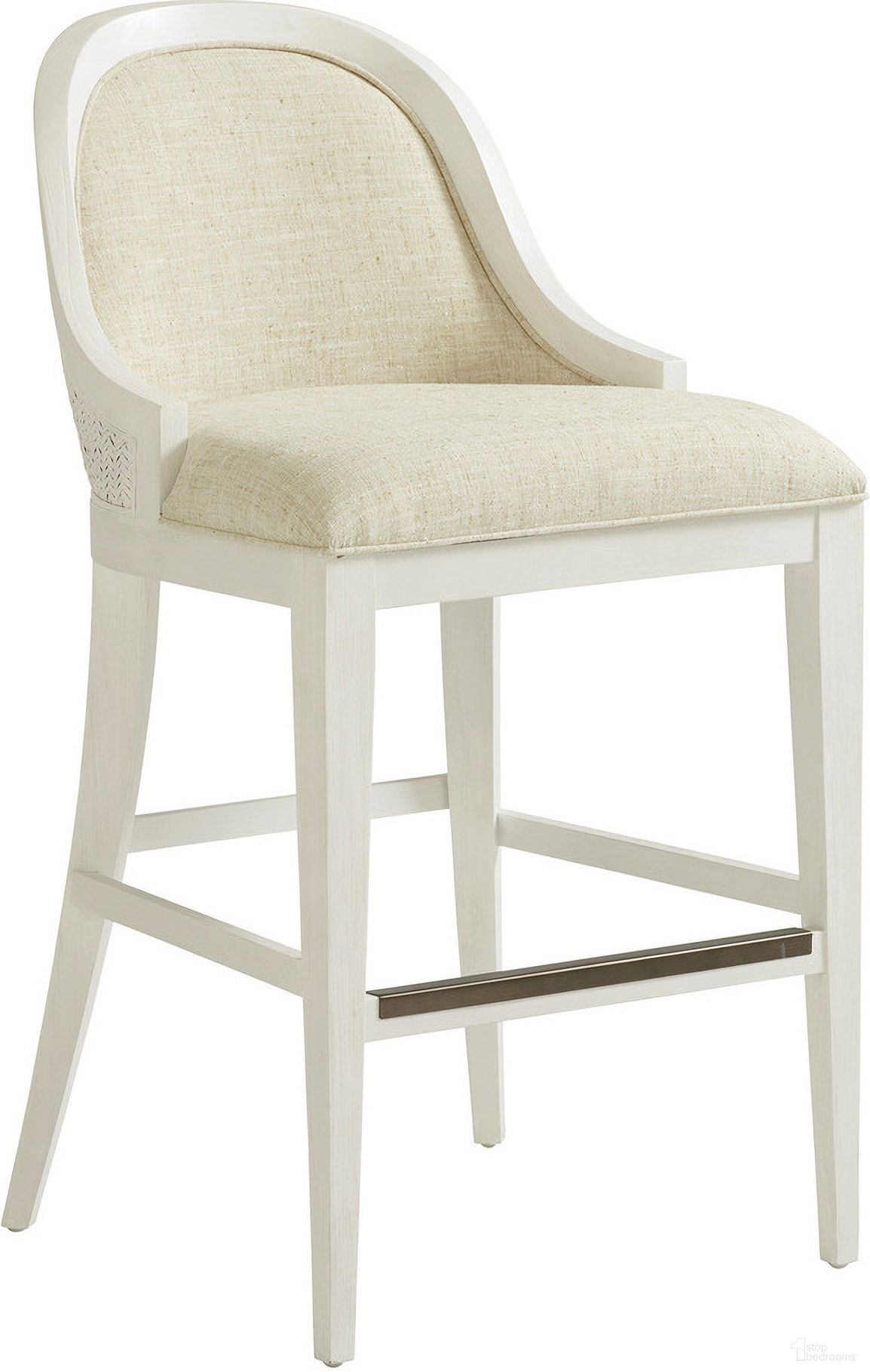 The appearance of Ocean Breeze Lantana Bar Stool In Sand 01-0570-896-01 designed by Tommy Bahama in the transitional interior design. This caribbean sand piece of furniture was selected by 1StopBedrooms from Ocean Breeze Collection to add a touch of cosiness and style into your home. Sku: 570-896-01. Material: Wood.