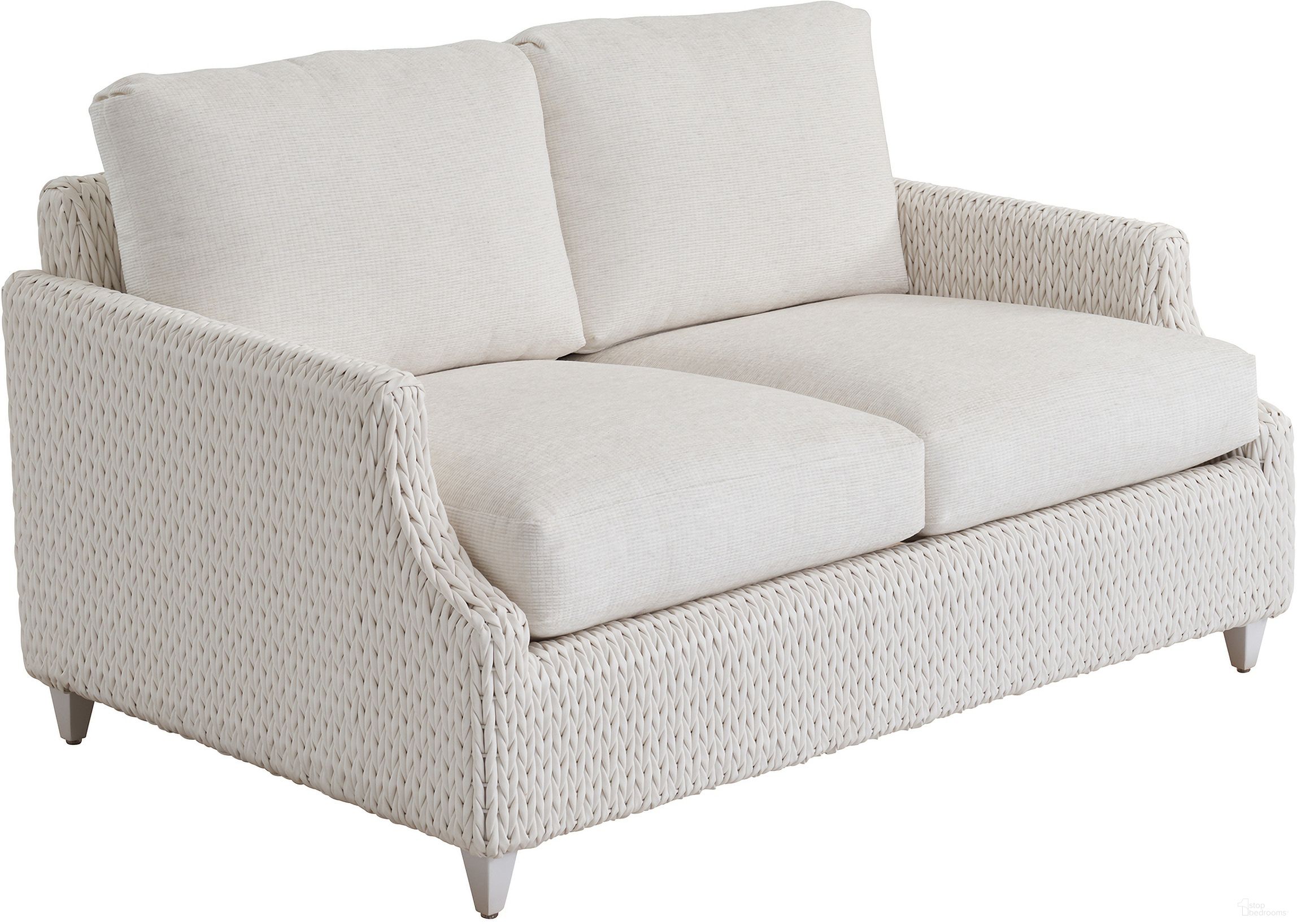 The appearance of Ocean Breeze Promenade Loveseat designed by Tommy Bahama in the coastal interior design. This  piece of furniture  was selected by 1StopBedrooms from Ocean Breeze Promenade Collection to add a touch of cosiness and style into your home. Sku: 3460-22-40.