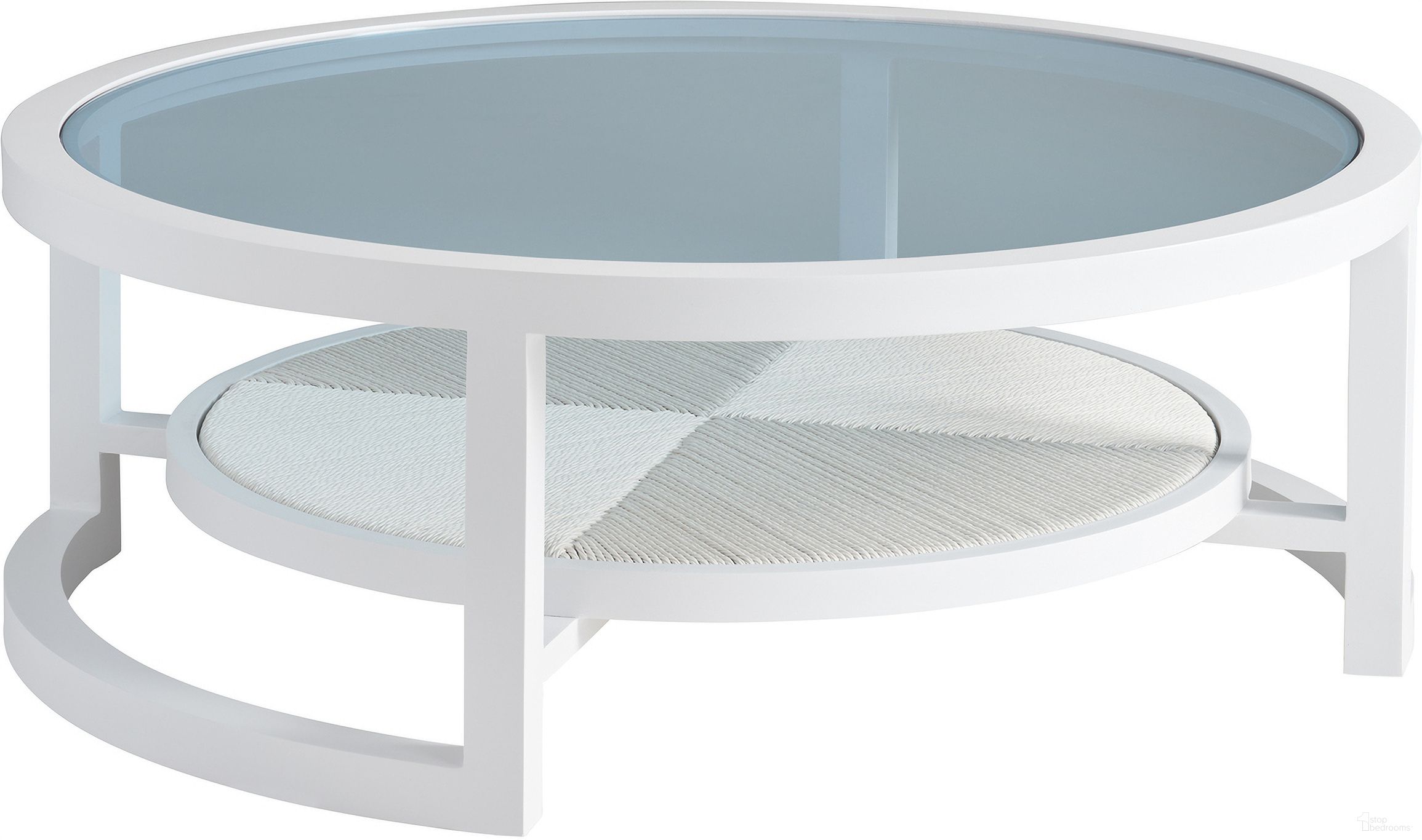 The appearance of Ocean Breeze Promenade Round Cocktail Table In White designed by Tommy Bahama in the coastal interior design. This white piece of furniture was selected by 1StopBedrooms from Ocean Breeze Promenade Collection to add a touch of cosiness and style into your home. Sku: 3460-943. Table Top Shape: Round. Material: Glass.