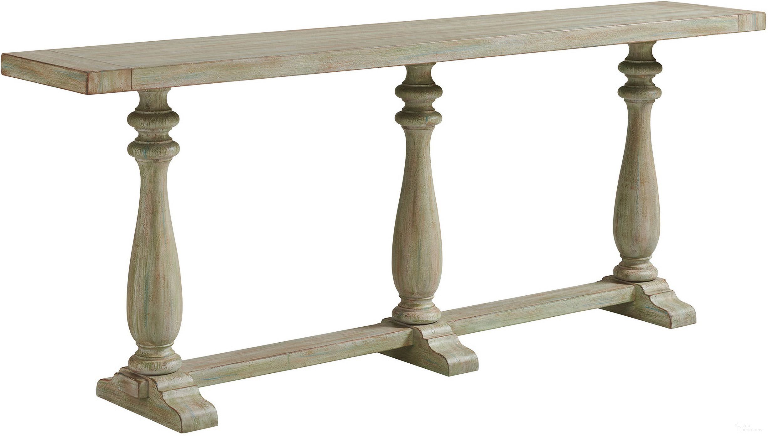 The appearance of Ocean Breeze River Oaks Console In Palmetto designed by Tommy Bahama in the transitional interior design. This palmetto piece of furniture was selected by 1StopBedrooms from Ocean Breeze Collection to add a touch of cosiness and style into your home. Sku: 571-967. Material: Wood.