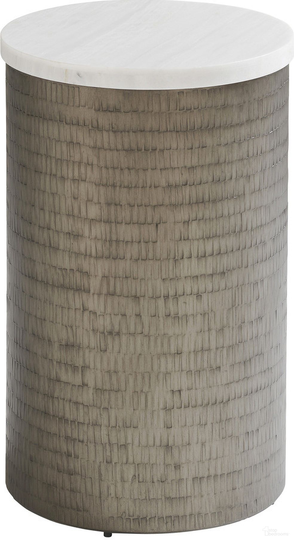 The appearance of Ocean Breeze Turnberry Round Chairside Table In Sand designed by Tommy Bahama in the transitional interior design. This sand piece of furniture was selected by 1StopBedrooms from Ocean Breeze Collection to add a touch of cosiness and style into your home. Sku: 570-950. Material: Wood.