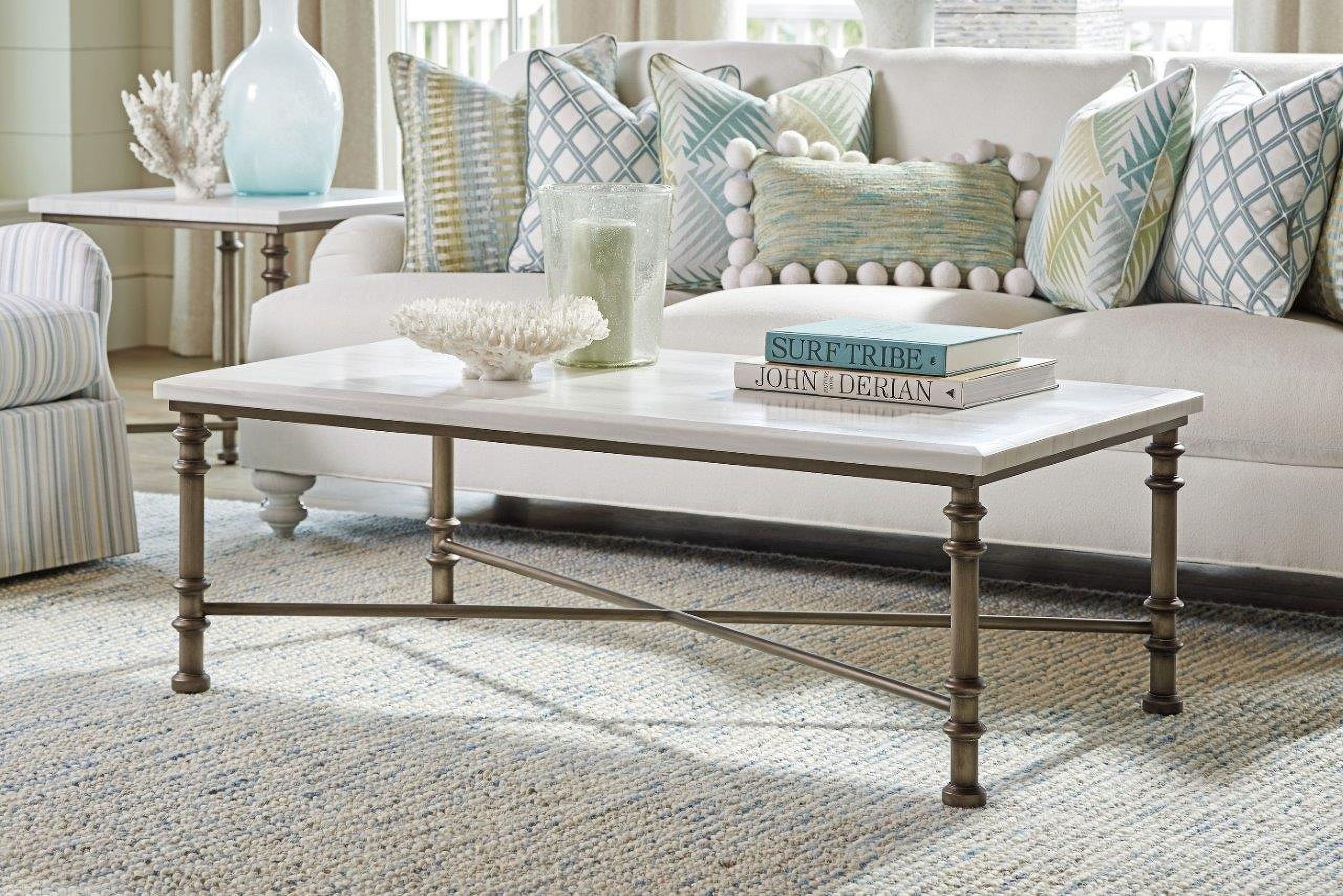 The appearance of Ocean Breeze Sand Flagler Rectangular Marble Top Occasional Table Set designed by Tommy Bahama in the transitional interior design. This sand piece of furniture  was selected by 1StopBedrooms from Ocean Breeze Collection to add a touch of cosiness and style into your home. Sku: 570-943;570-953. Material: Wood.