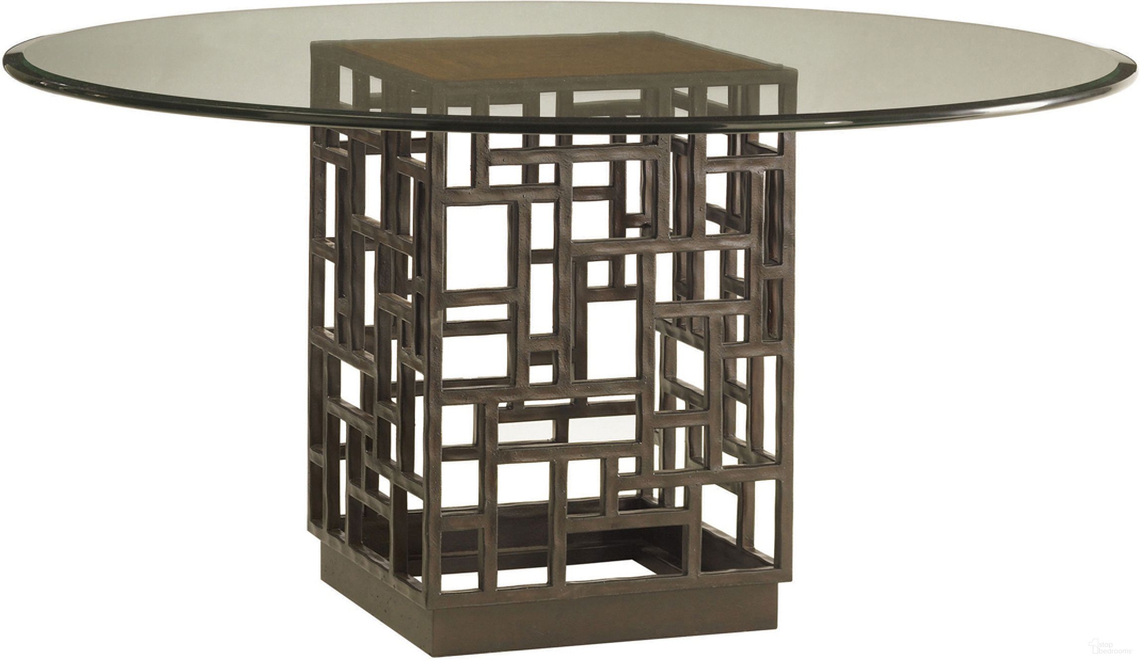 The appearance of Ocean Club South Sea Dining Table with 54 Inch Glass Top In Bali designed by Tommy Bahama in the modern / contemporary interior design. This bali piece of furniture was selected by 1StopBedrooms from Ocean Club Collection to add a touch of cosiness and style into your home. Sku: 536-875-54C. Table Base Style: Pedestal. Table Top Shape: Round. Material: Rattan. Size: 54".