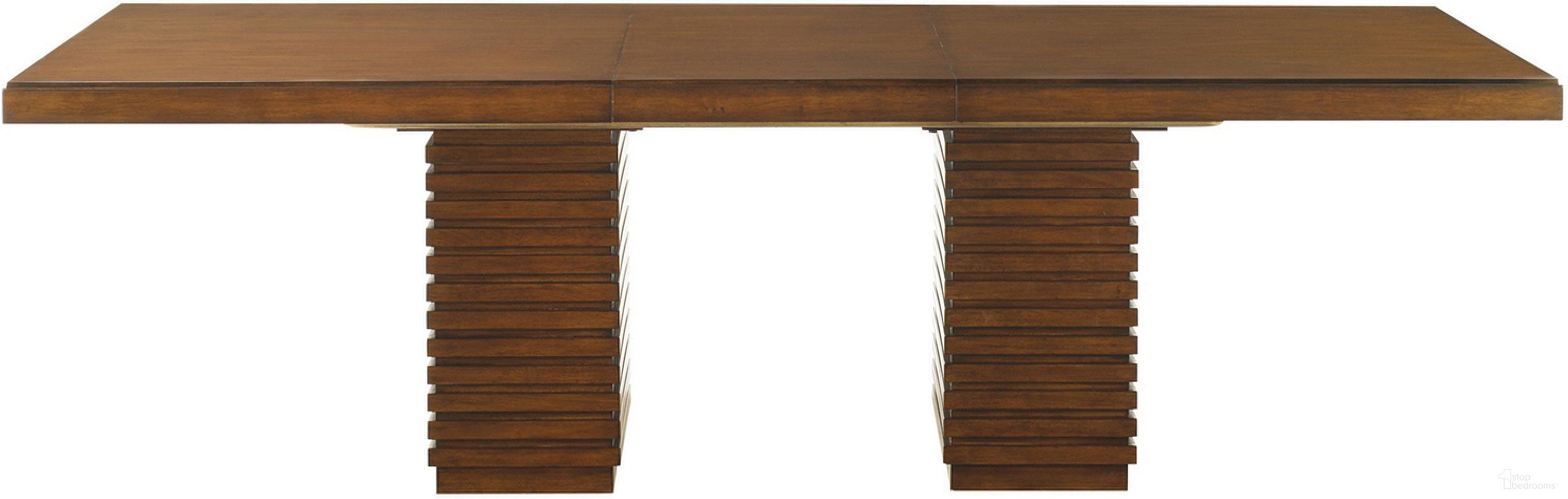 The appearance of Ocean Club Peninsula Dining Table In Bali designed by Tommy Bahama in the transitional interior design. This bali piece of furniture was selected by 1StopBedrooms from Ocean Club Collection to add a touch of cosiness and style into your home. Sku: 536-876C. Table Base Style: Double Pedestal. Material: Rattan. Table Top Shape: Rectangular. Size: 44" x 78".