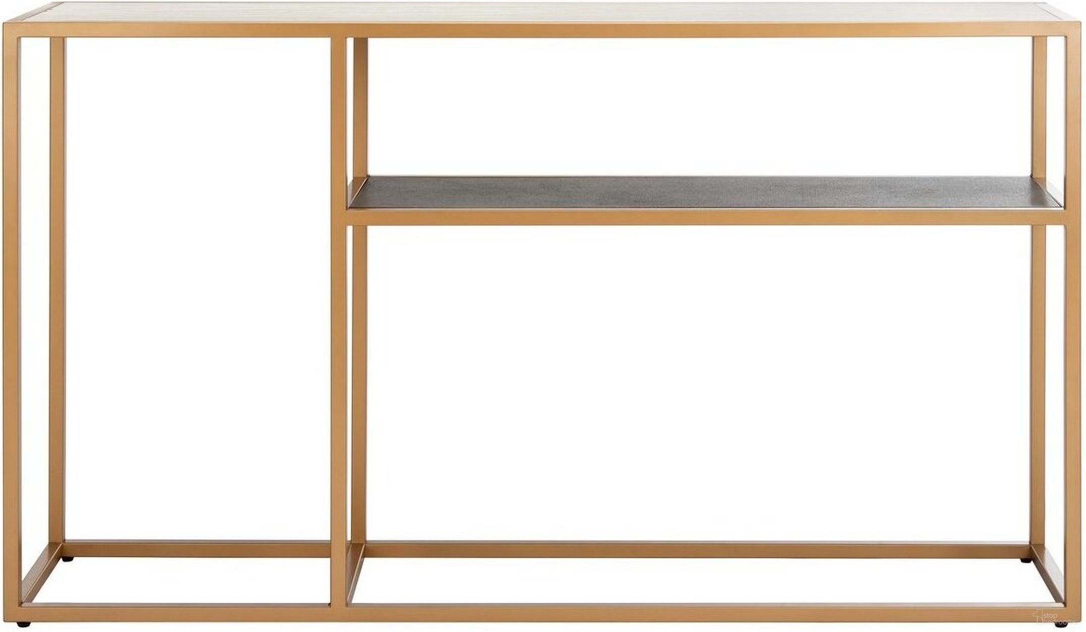 The appearance of Octavia Beige and Black and Gold Console Table designed by Safavieh in the modern / contemporary interior design. This gold and beige piece of furniture  was selected by 1StopBedrooms from Octavia Collection to add a touch of cosiness and style into your home. Sku: CNS6205B. Material: Metal.