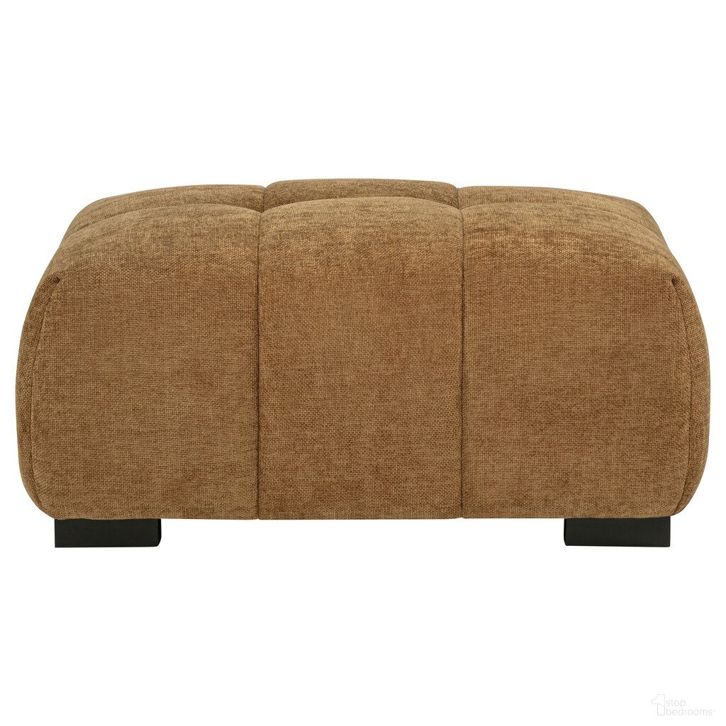 Octavia Fabric Upholstered Rectangular Ottoman In Amber