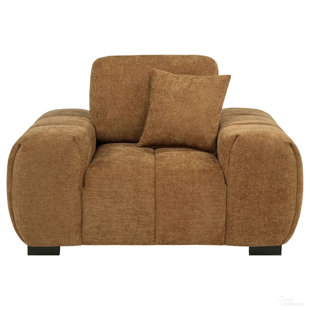 Octavia Fabric Upholstered Track Arm Accent Chair In Amber